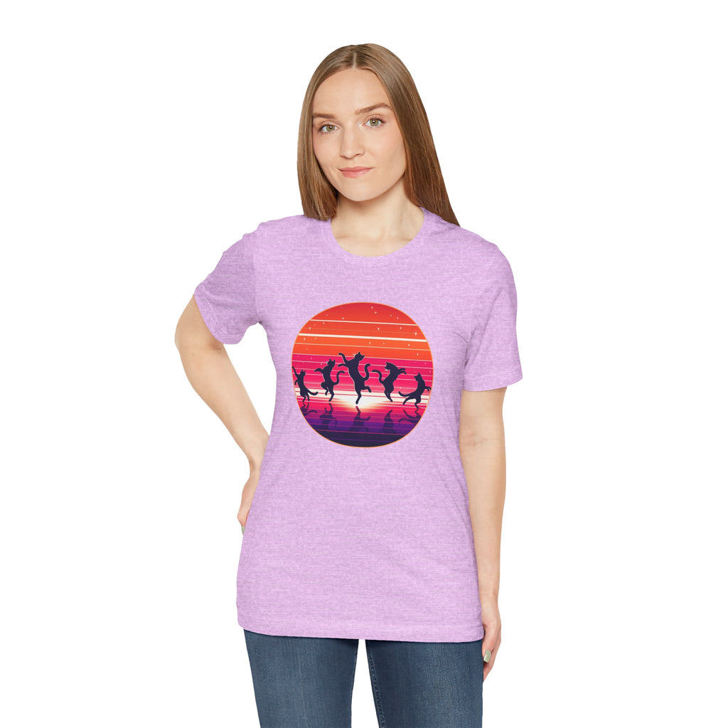 Retro Sunset Dancing Cats T-Shirt