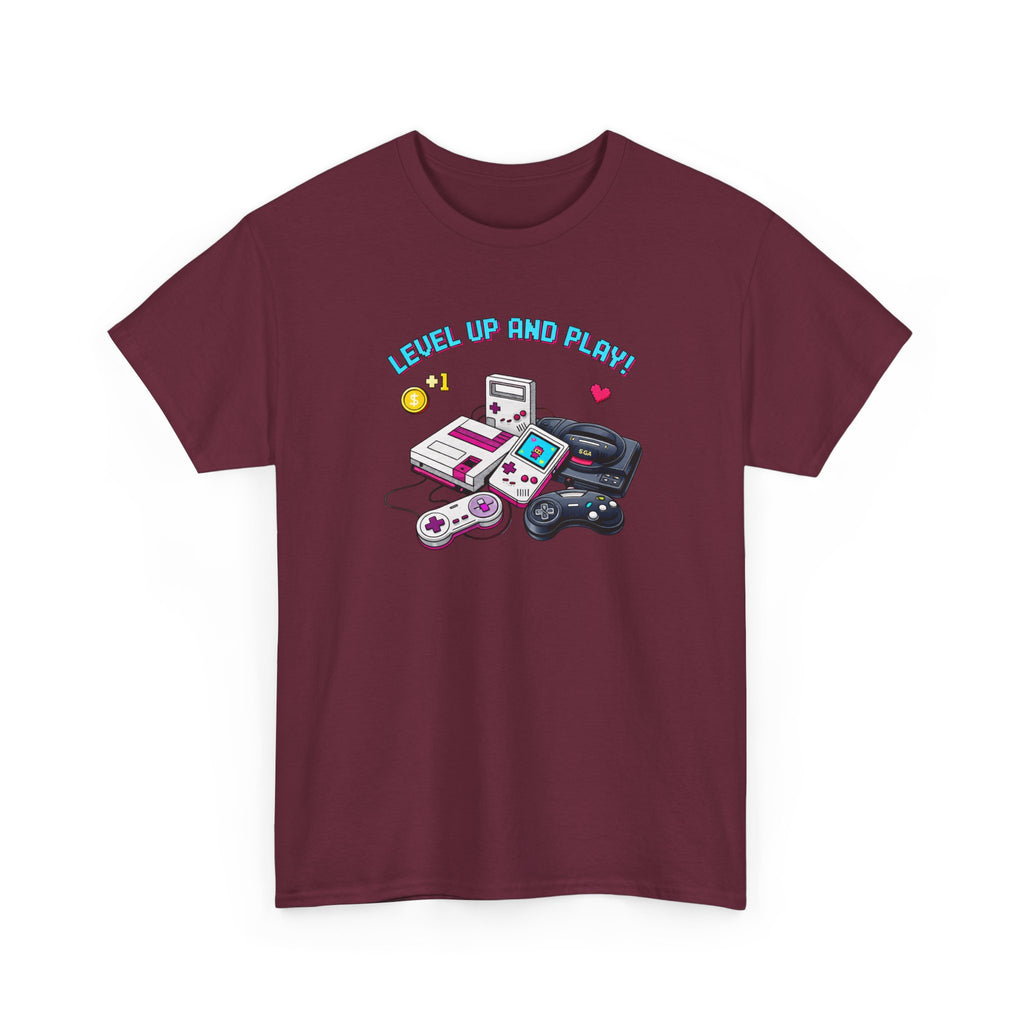 Level Up Retro Gaming T‑Shirt — Vintage Game Console Graphic Tee