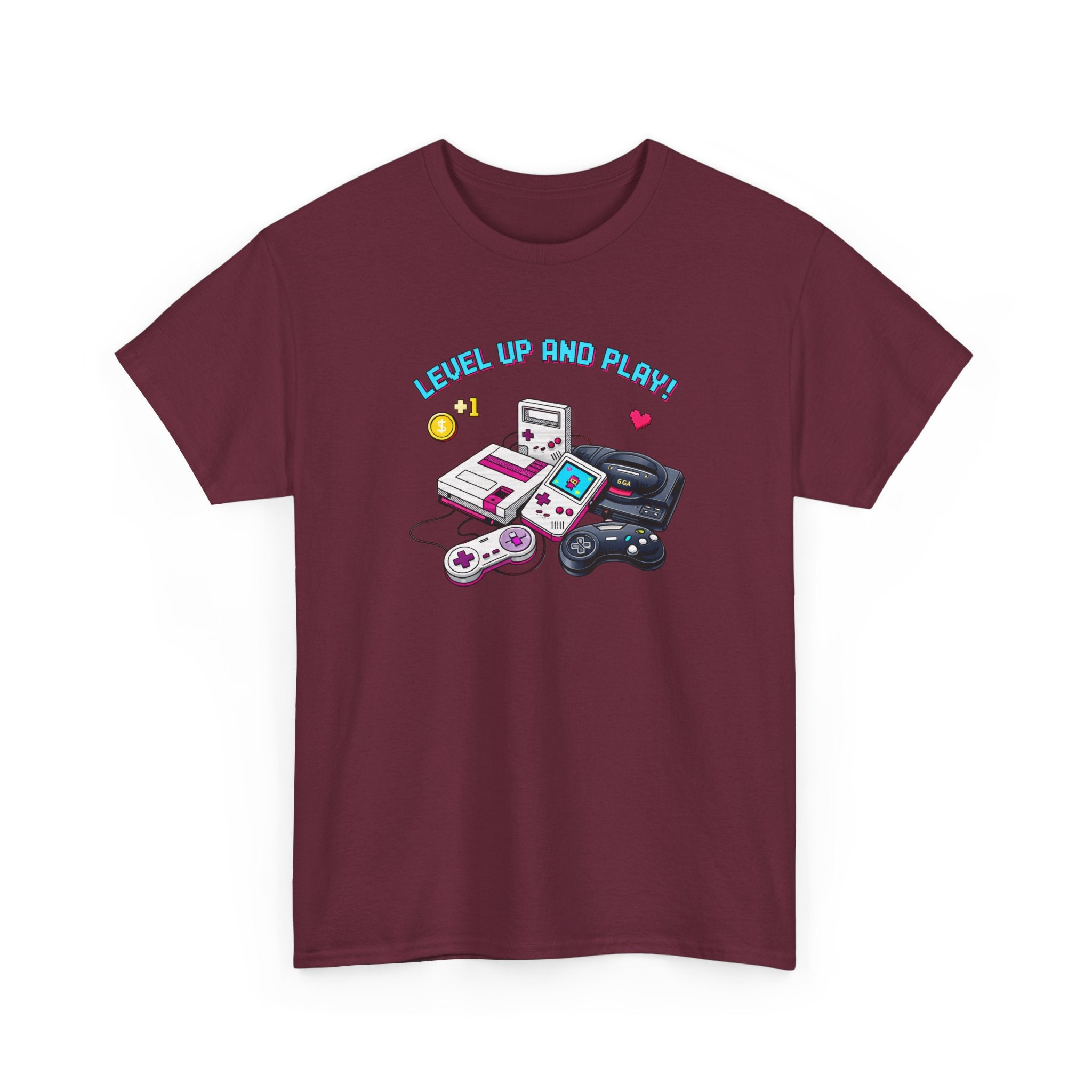 Level Up Retro Gaming T‑Shirt — Vintage Game Console Graphic Tee