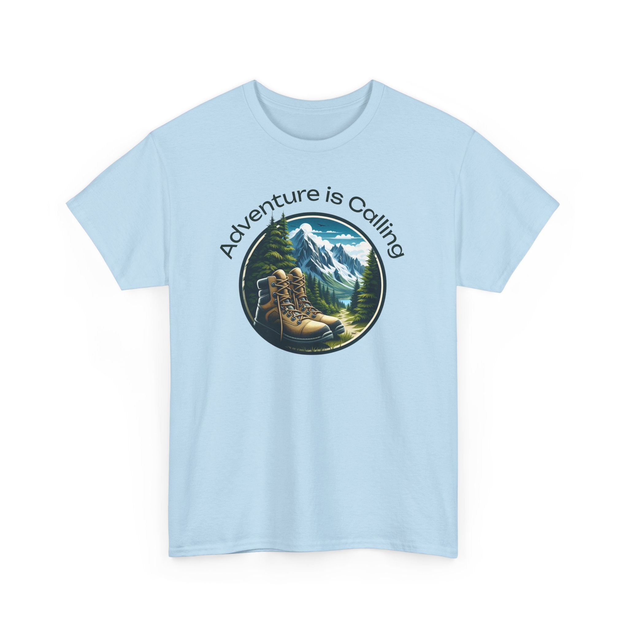 Adventure Is Calling Hiking T‑Shirt — Mountain Boots Outdoor Tee