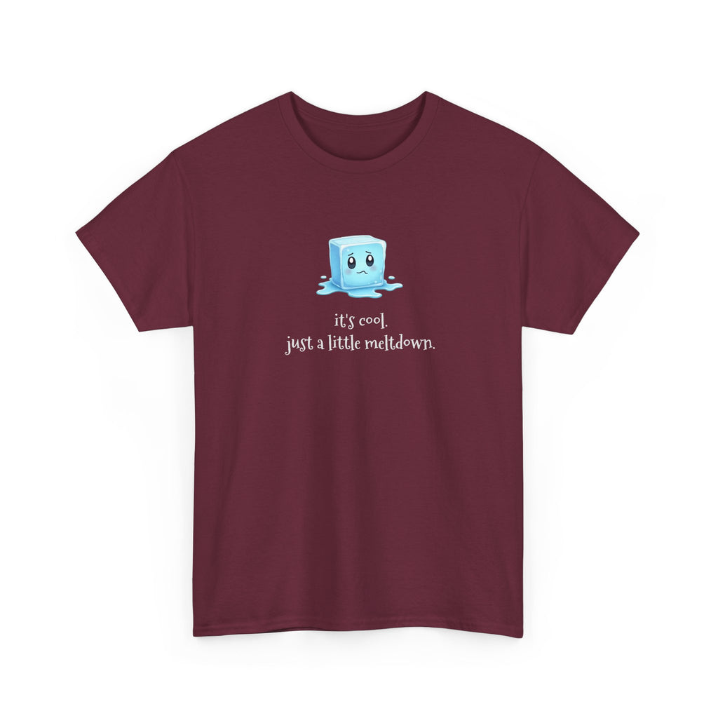 T‑Shirt — Cute Melting Ice Cube Graphic "It's Cool, Just a Little Meltdown"