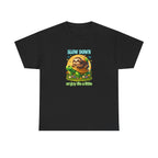 Slow Down Turtle Sloth & Snail V-Neck Tee — "Enjoy Life a Little" Relaxed Graphic Shirt