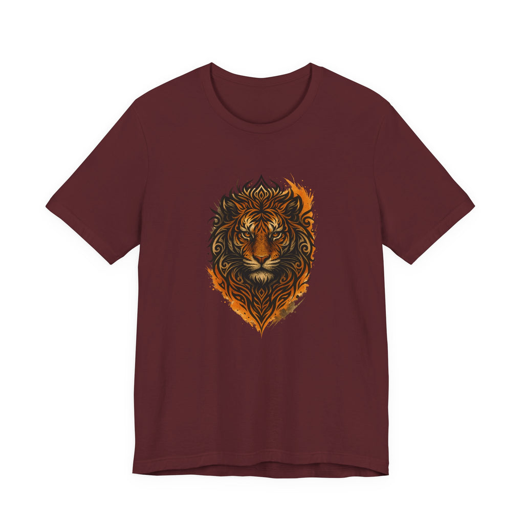 Tiger Flame Graphic T-Shirt — Tribal Tiger Head Design