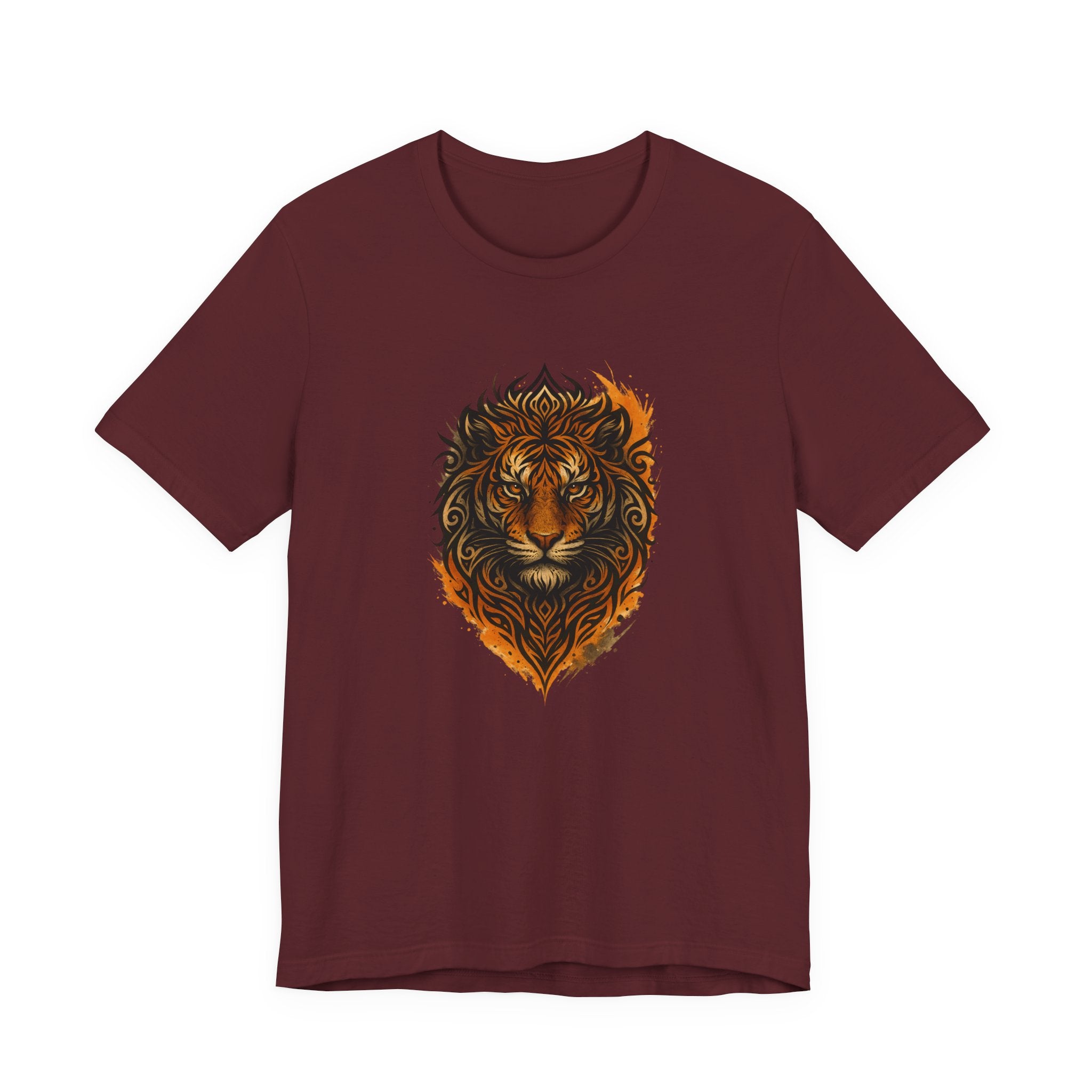 Tiger Flame Graphic T-Shirt — Tribal Tiger Head Design