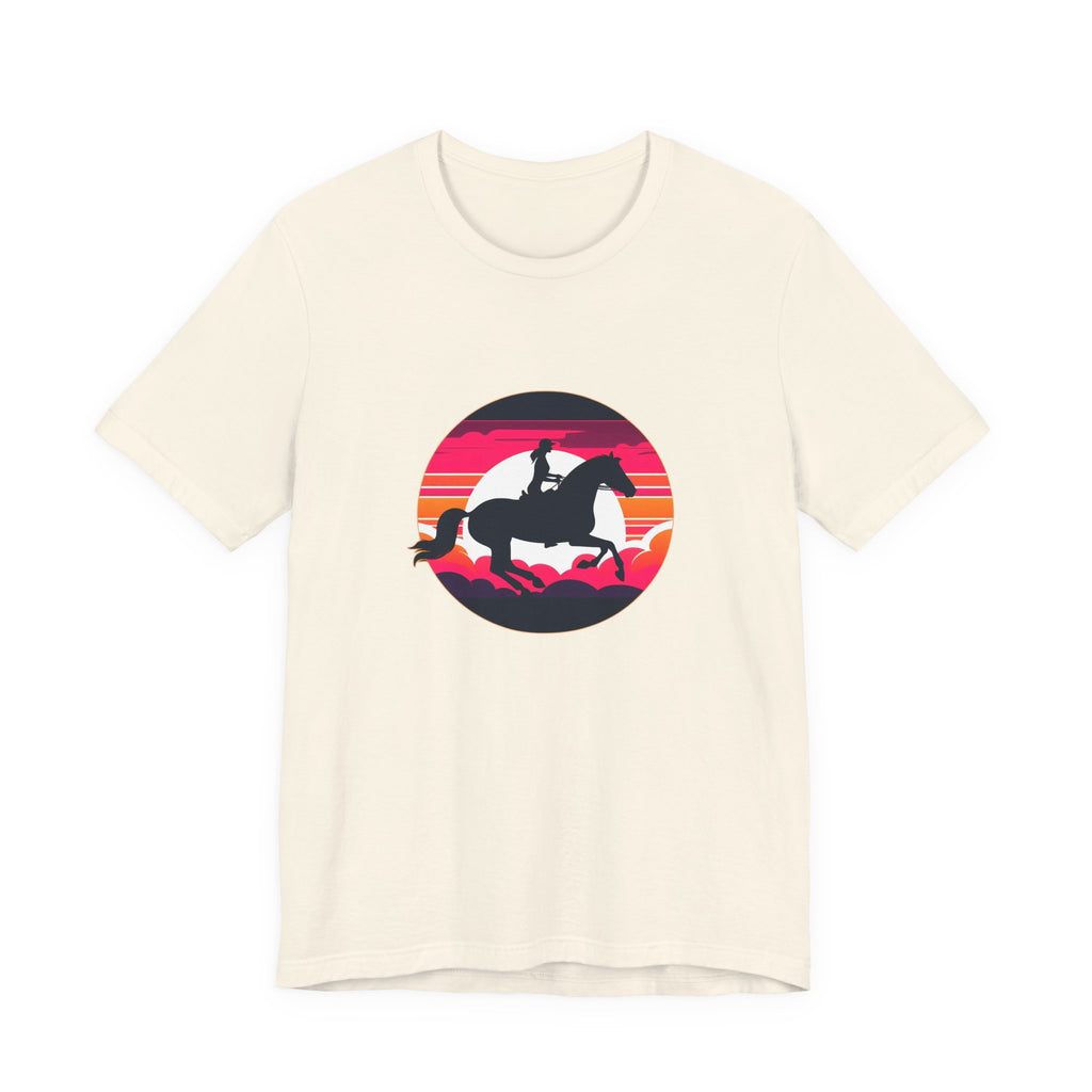 Woman Horse Riding Retro Sunset Tee