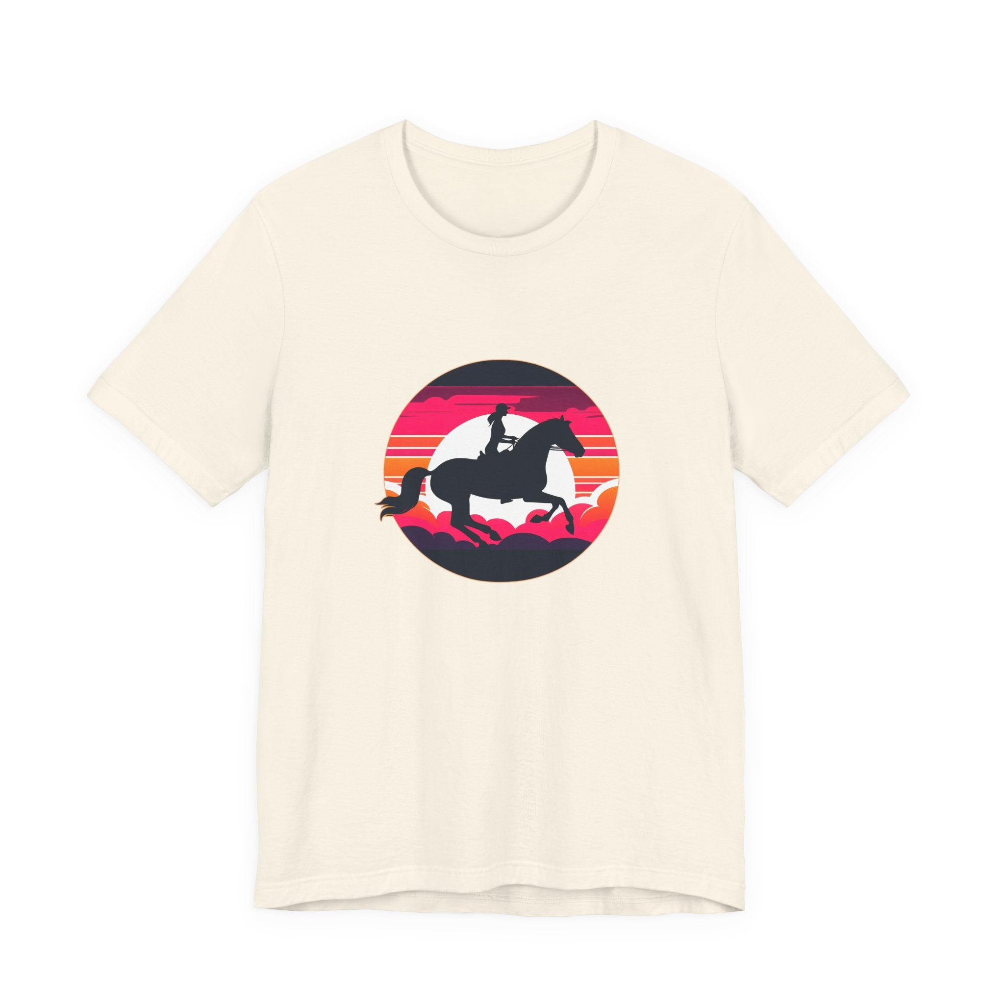 Woman Horse Riding Retro Sunset Tee
