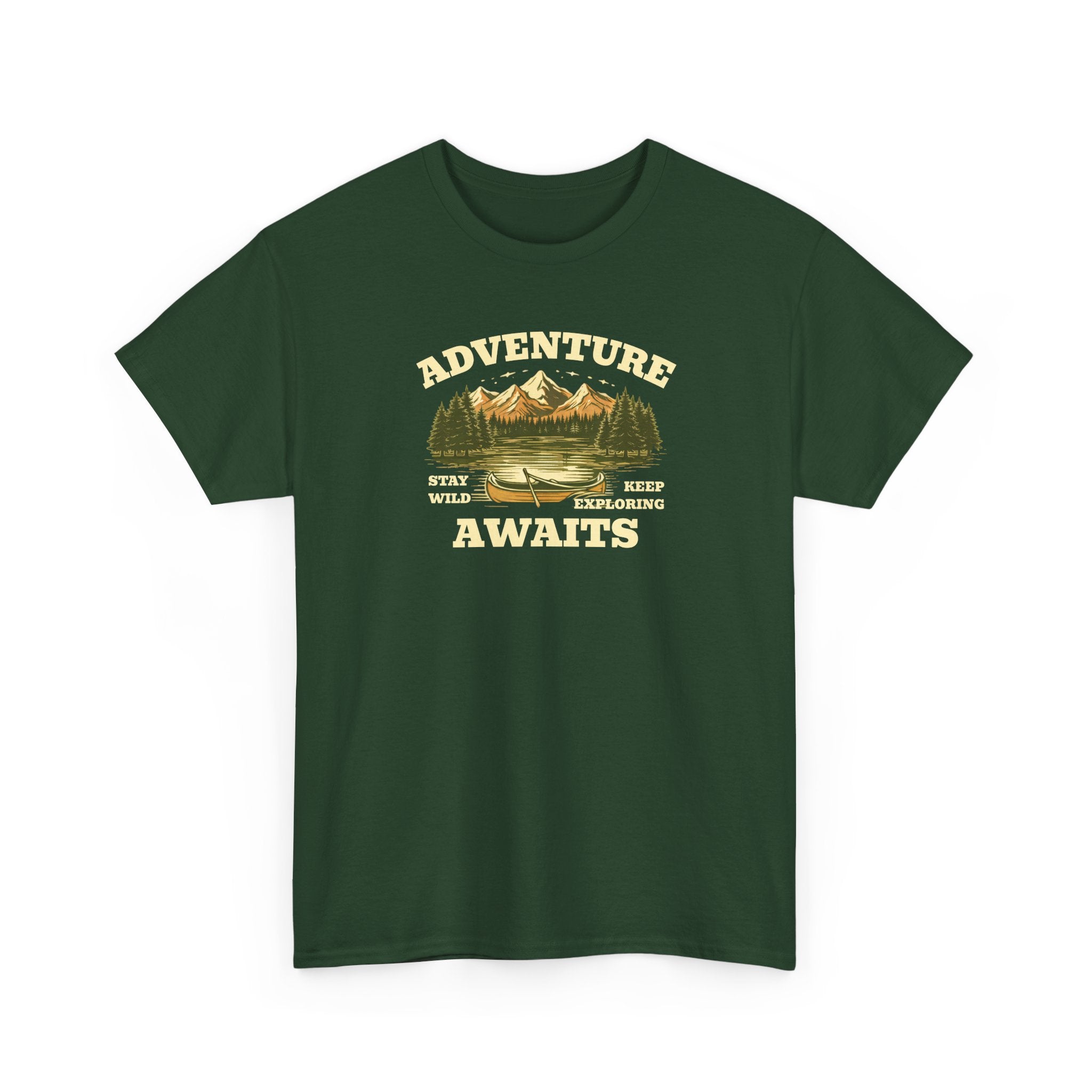 Adventure Awaits T-Shirt — Vintage Mountain Canoe Graphic Tee