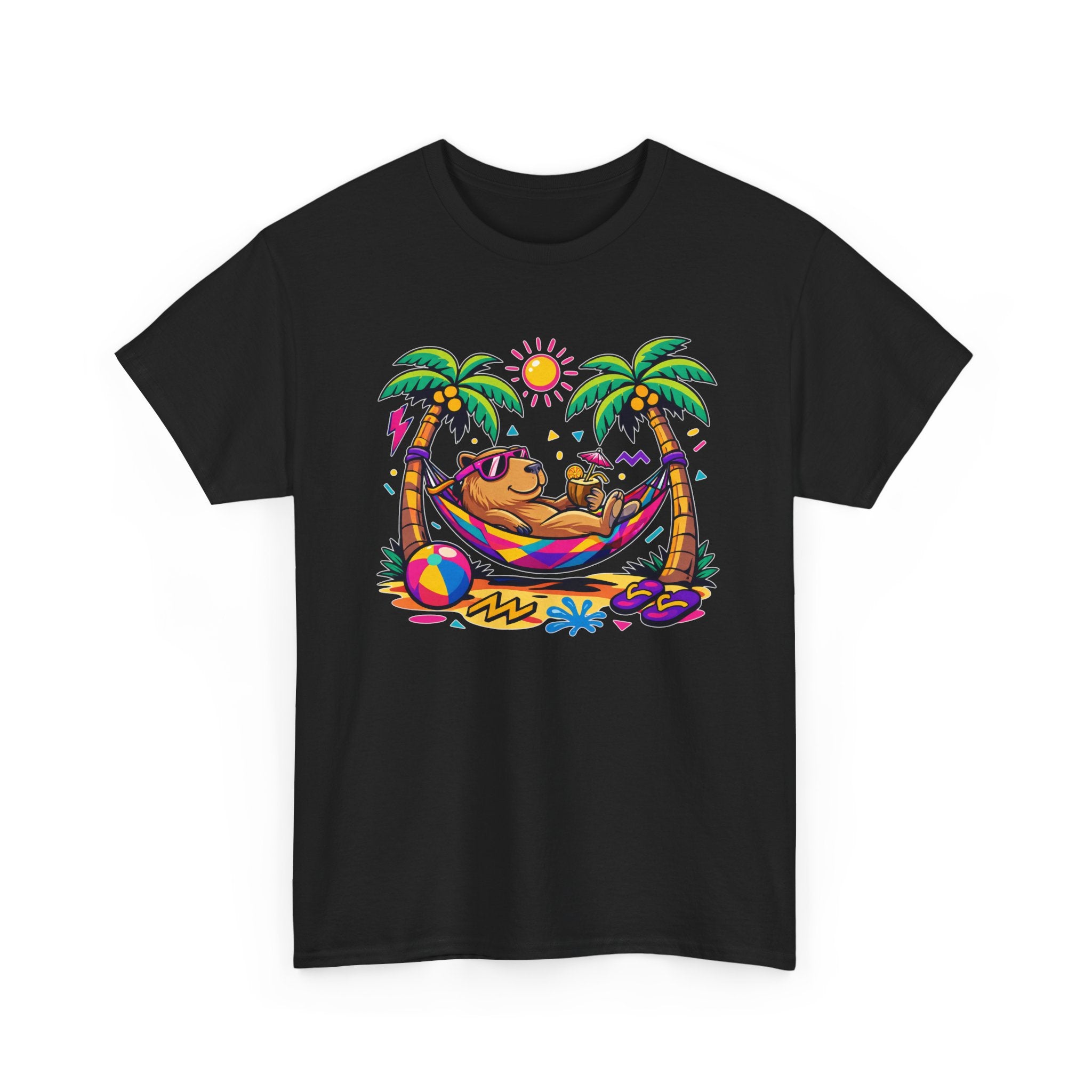 Beach Capybara Hammock T‑Shirt — Tropical Summer Vibes Graphic Tee