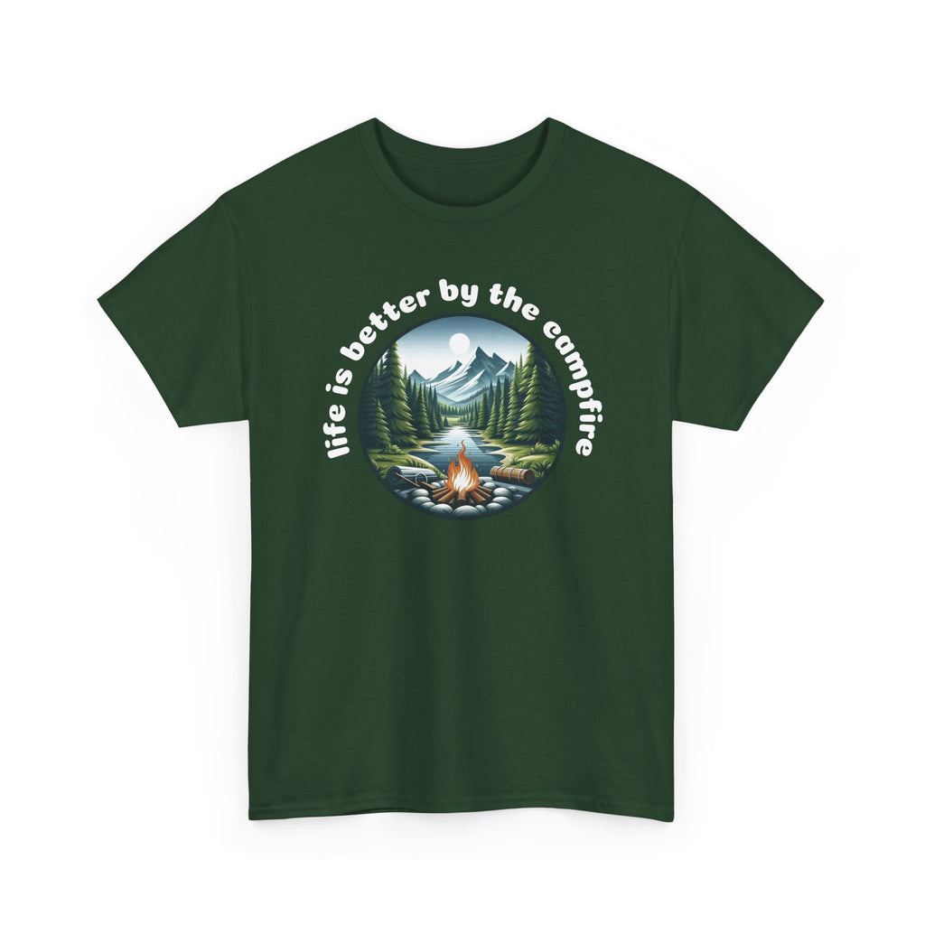 Campfire T-Shirt — "Life Is Better by the Campfire" Scenic Outdoor Tee