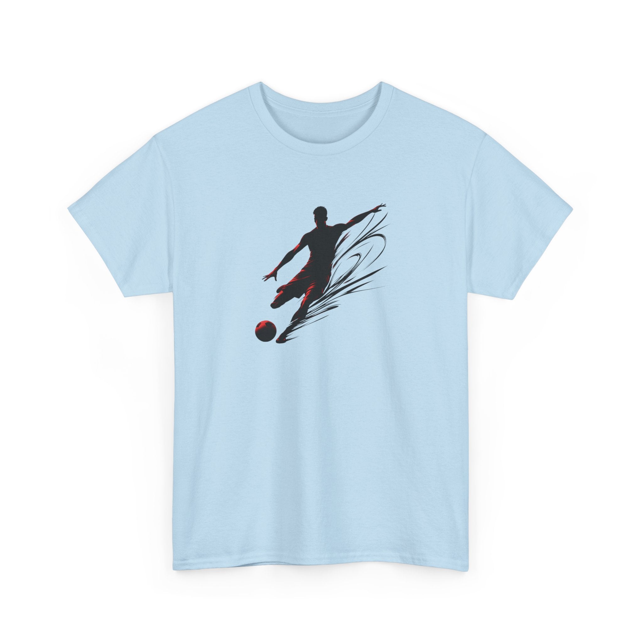 Soccer Player Silhouette Tee — Dynamic Kick Football T-Shirt