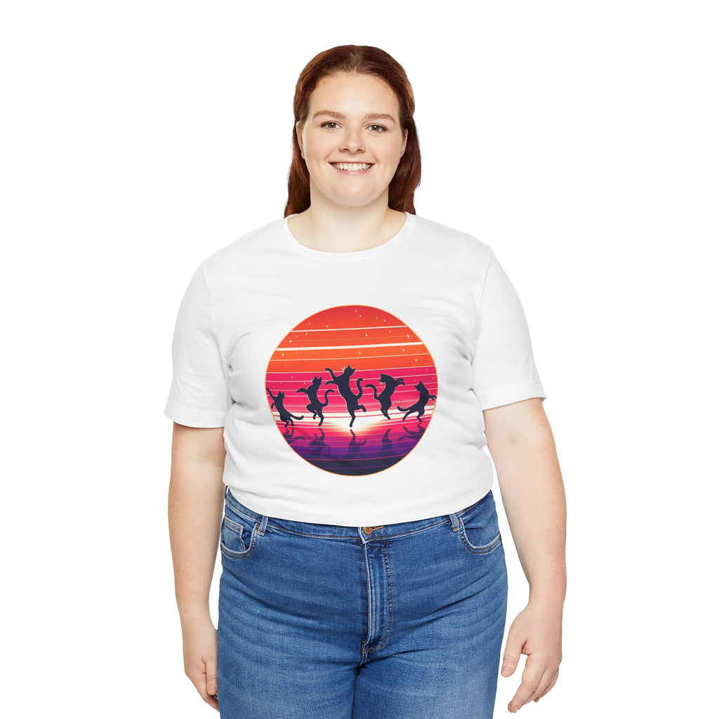 Retro Sunset Dancing Cats T-Shirt