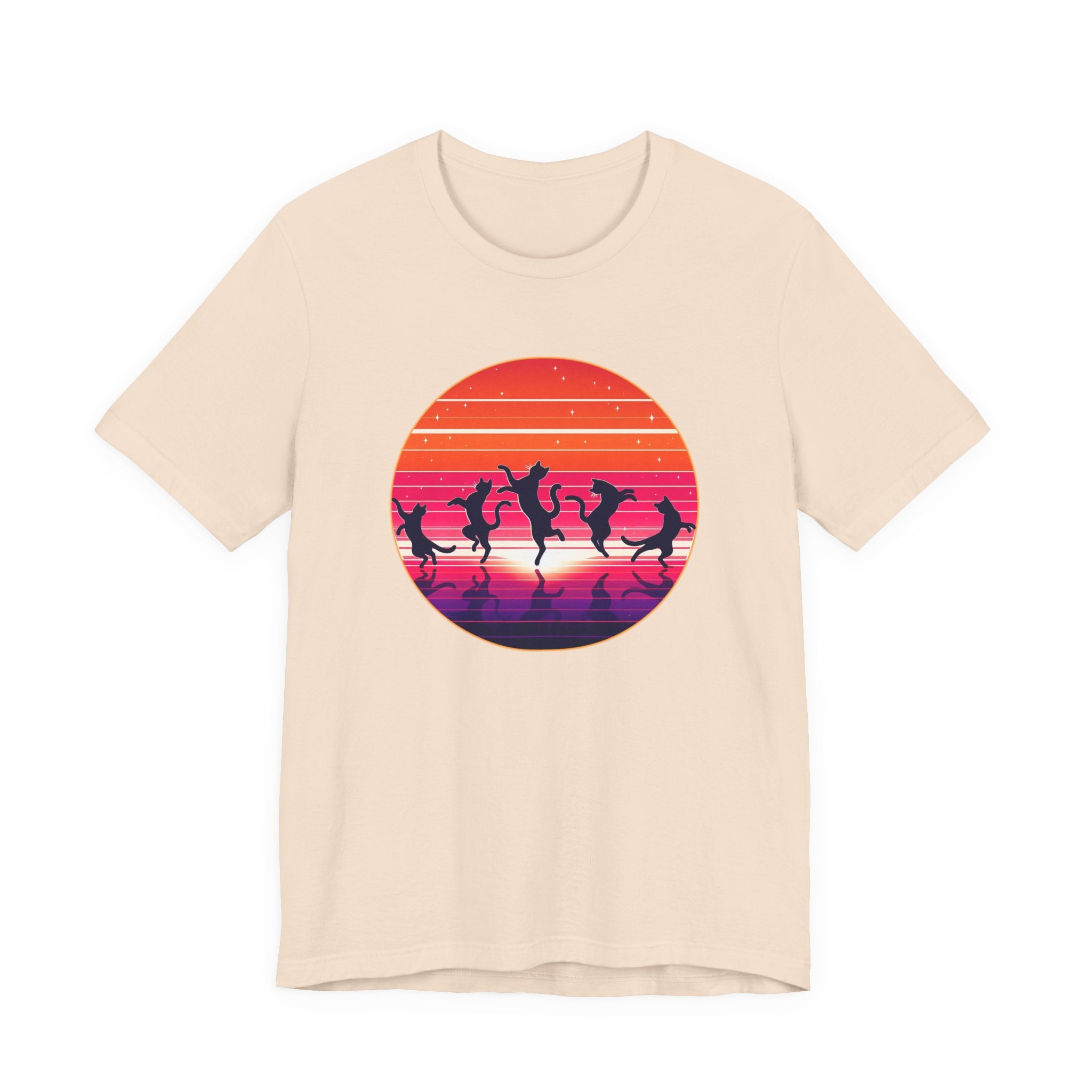 Retro Sunset Dancing Cats T-Shirt