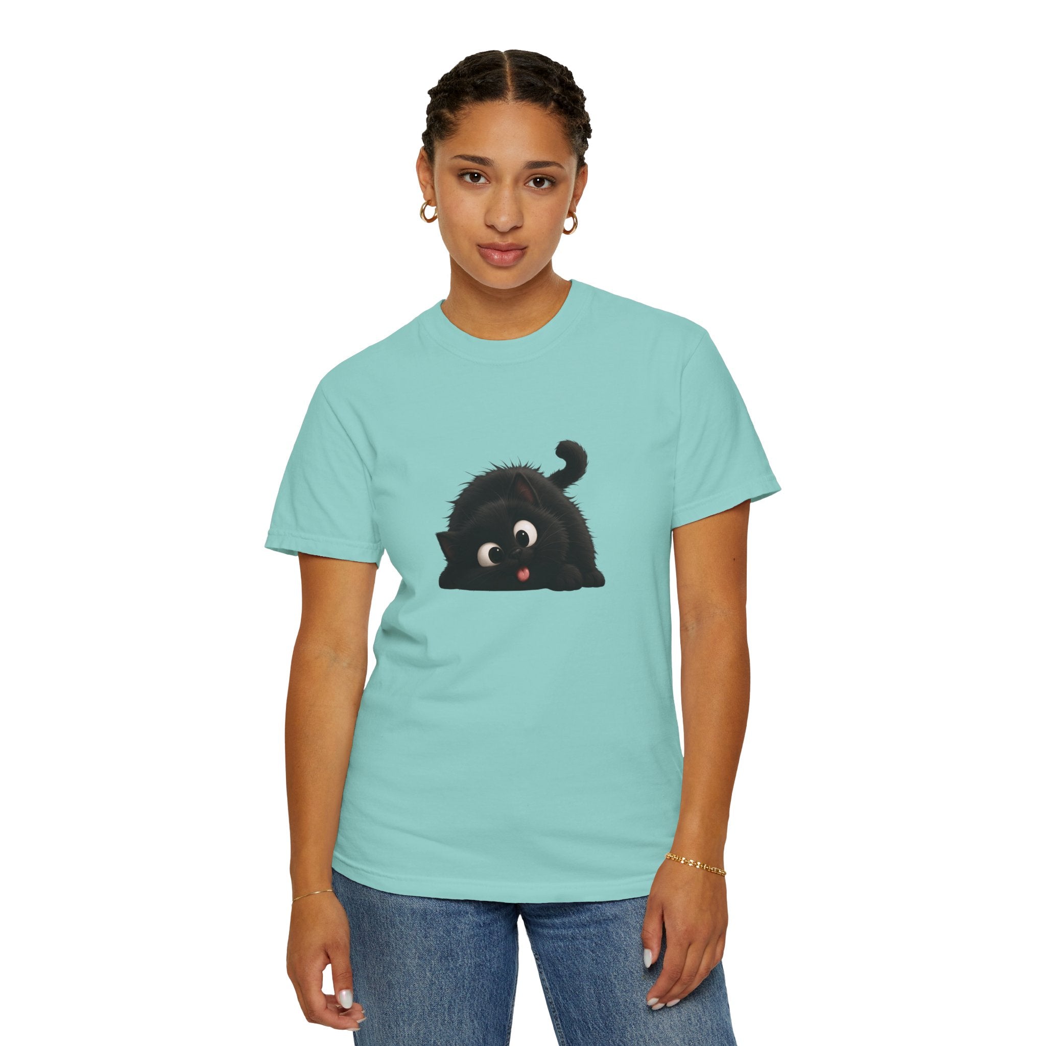 T-Shirt — Playful Black Kitten Graphic Tee