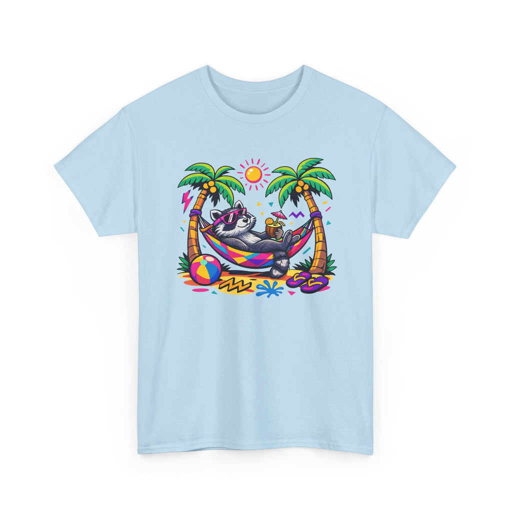 Beach Raccoon Hammock T‑Shirt — Tropical Summer Vibes Graphic Tee