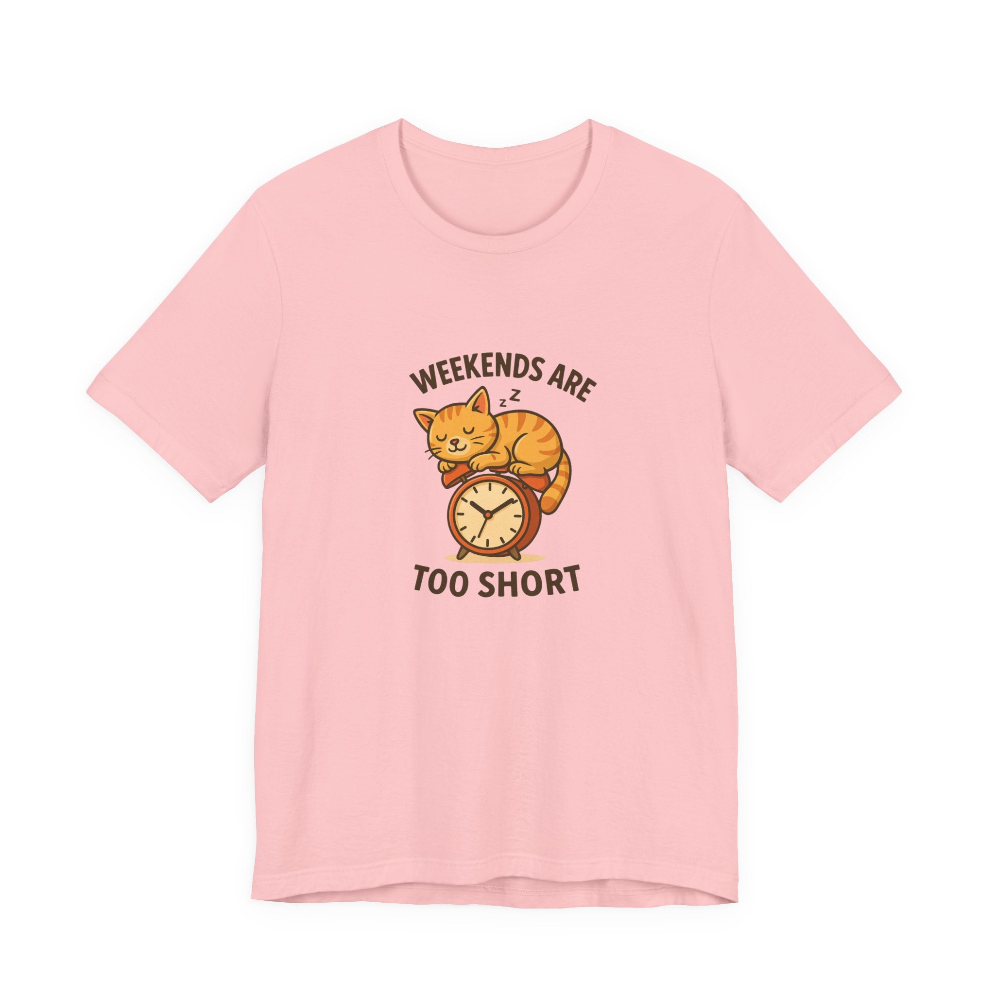 Weekend Are Too Short Cat T-Shirt — "Weekends Are Too Short" Cute Cat on Clock Tee