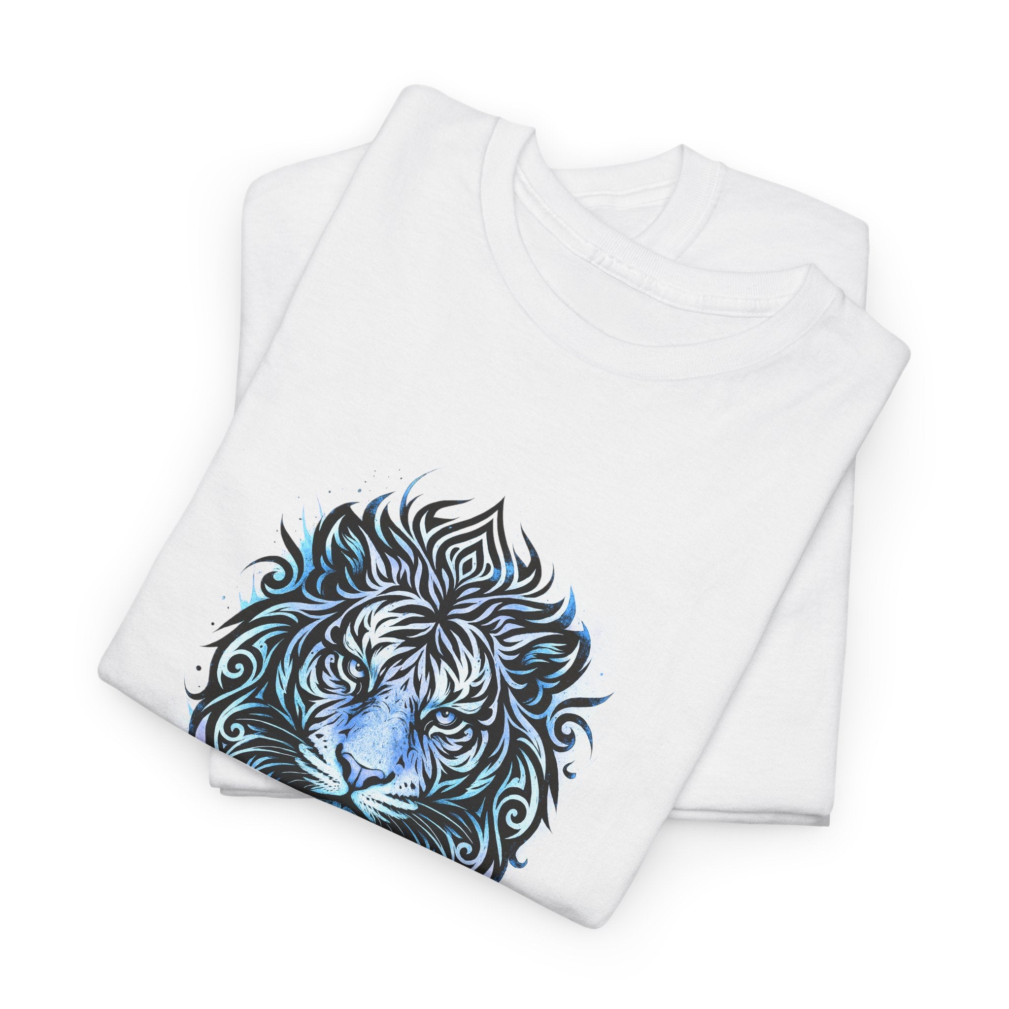 Tiger T-Shirt — Intricate Blue And White Tiger Graphic Tee