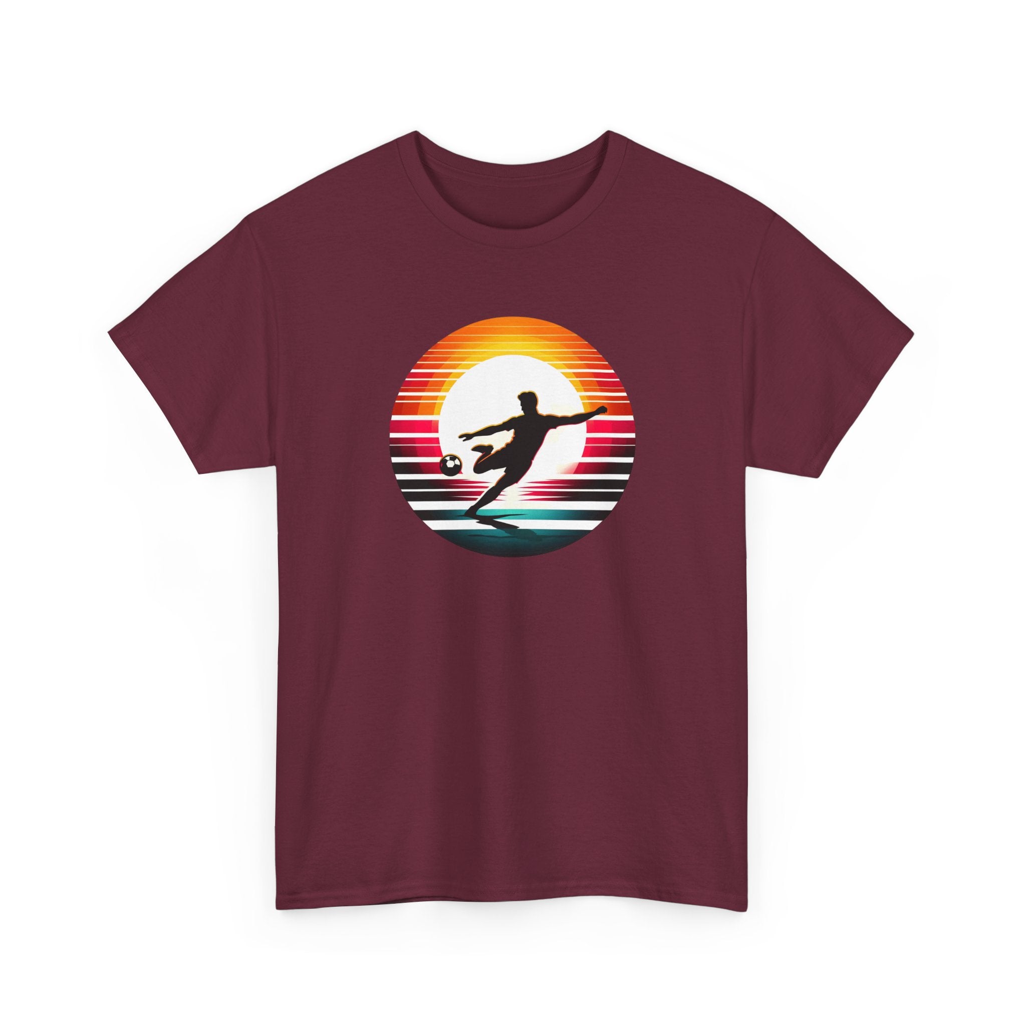 Football Soccer Silhouette Tee — Retro Sunset Soccer T-Shirt
