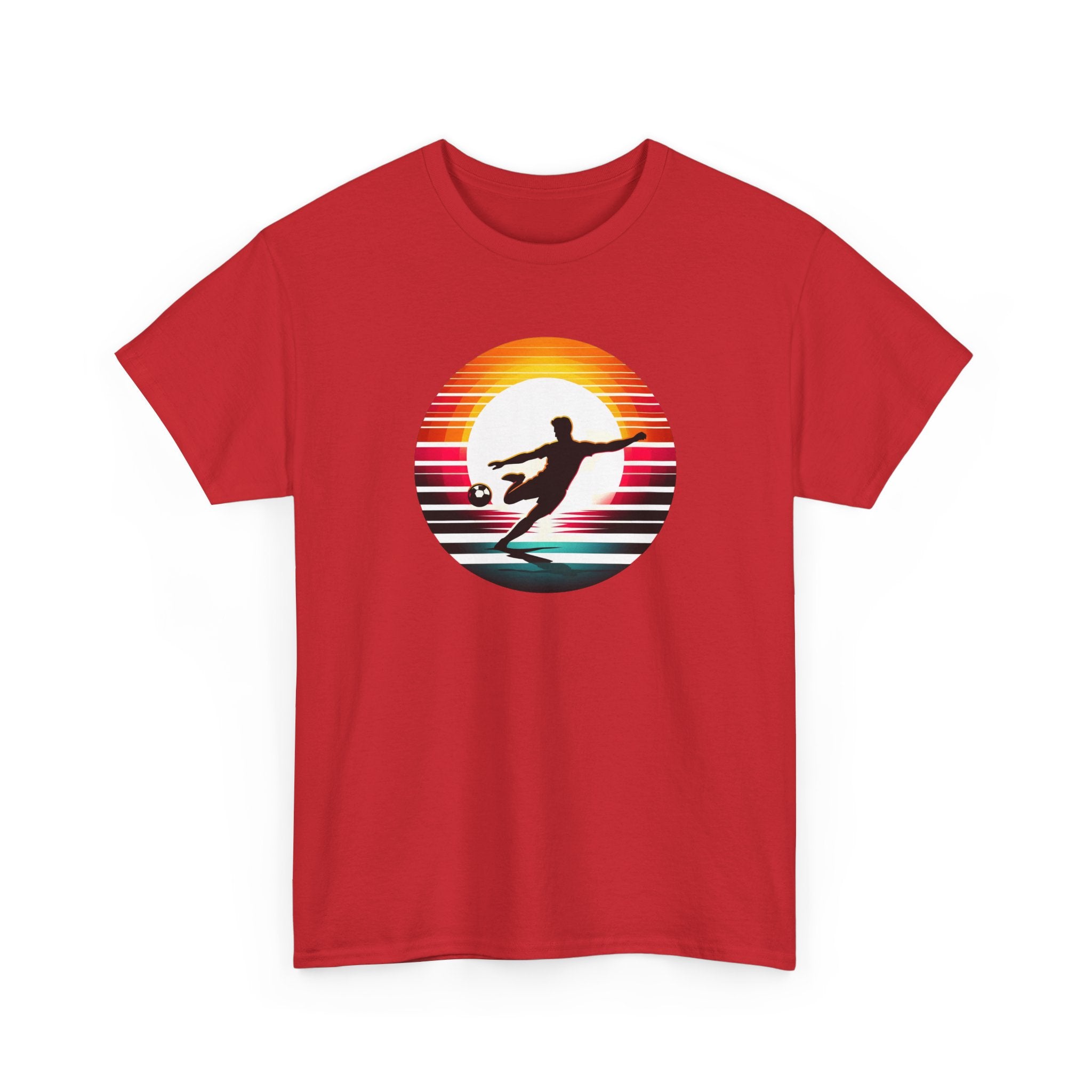 Football Soccer Silhouette Tee — Retro Sunset Soccer T-Shirt