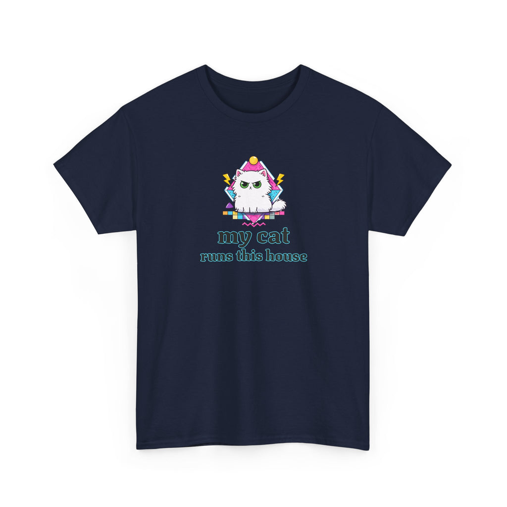 My Cat Runs This House T-Shirt — Cute Cat Graphic Tee for Cat Lovers