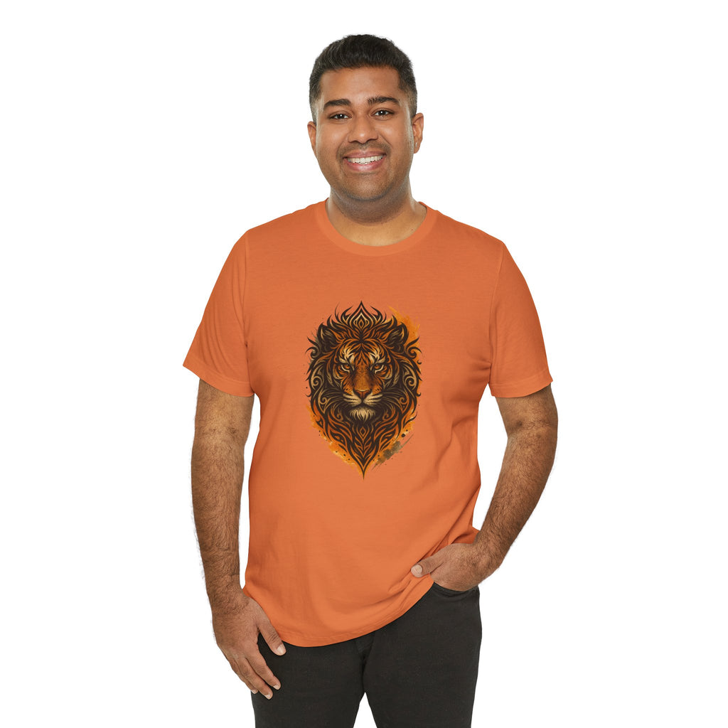 Tiger Flame Graphic T-Shirt — Tribal Tiger Head Design