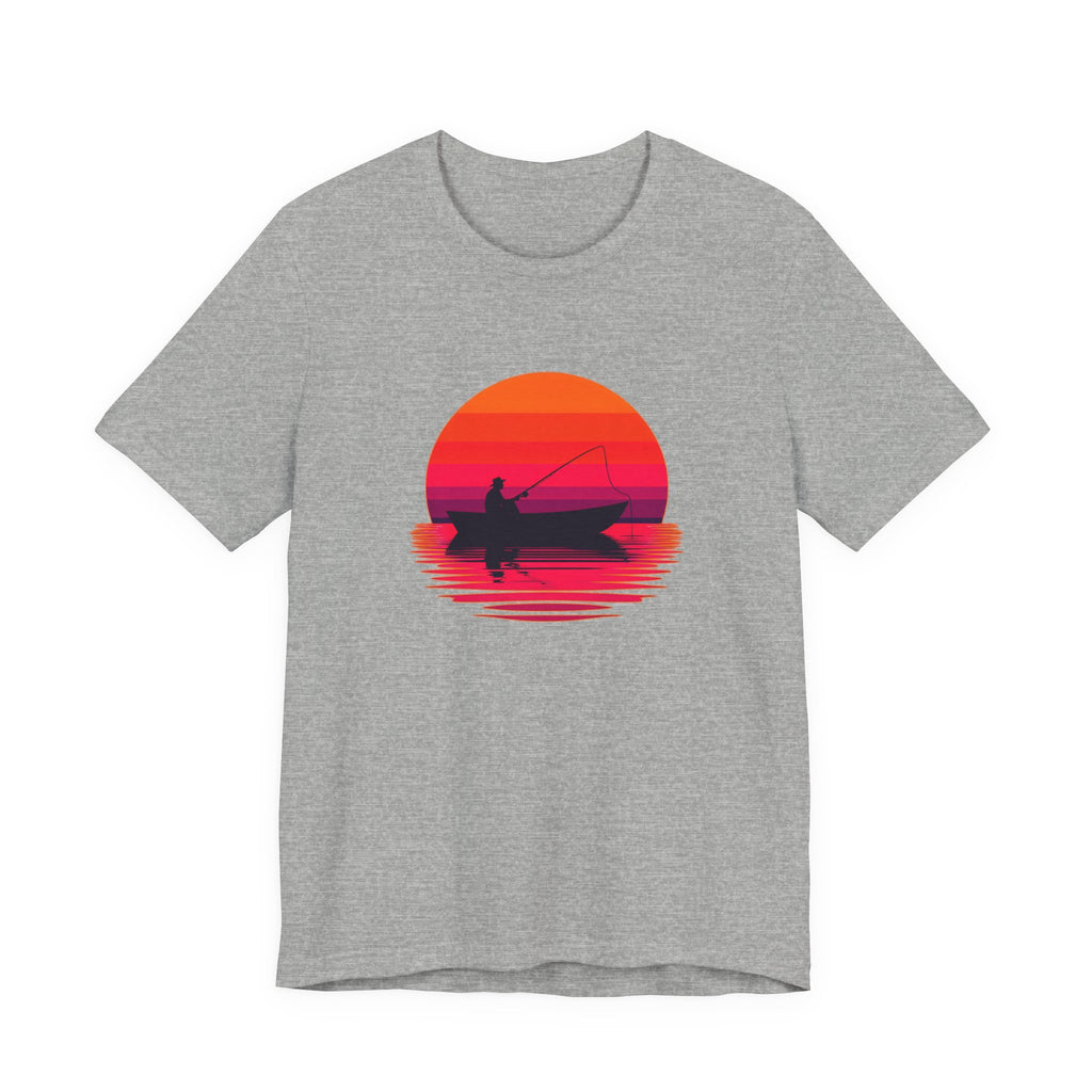 Fishing Sunset T‑Shirt — Retro Sunset Fisherman Boat Tee