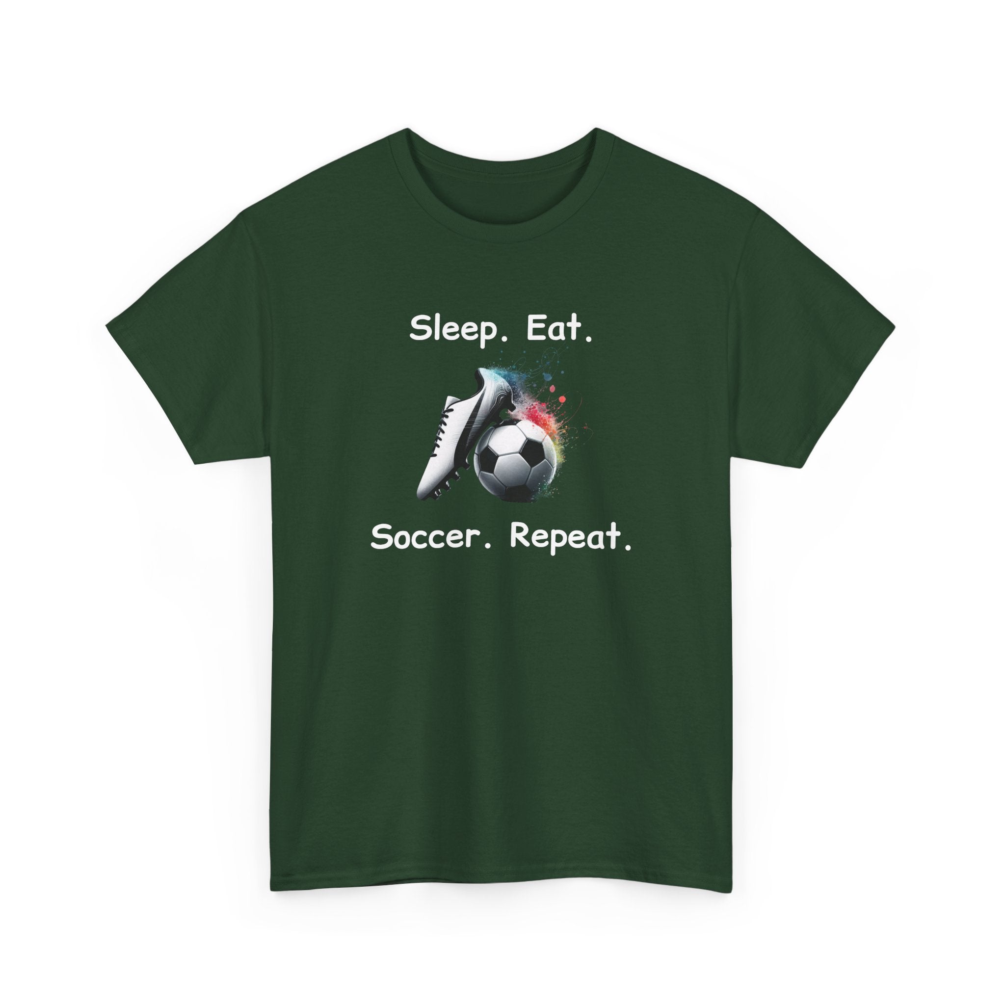 Soccer T-Shirt — "Sleep. Eat. Soccer. Repeat." Youth & Adult Crew Tee