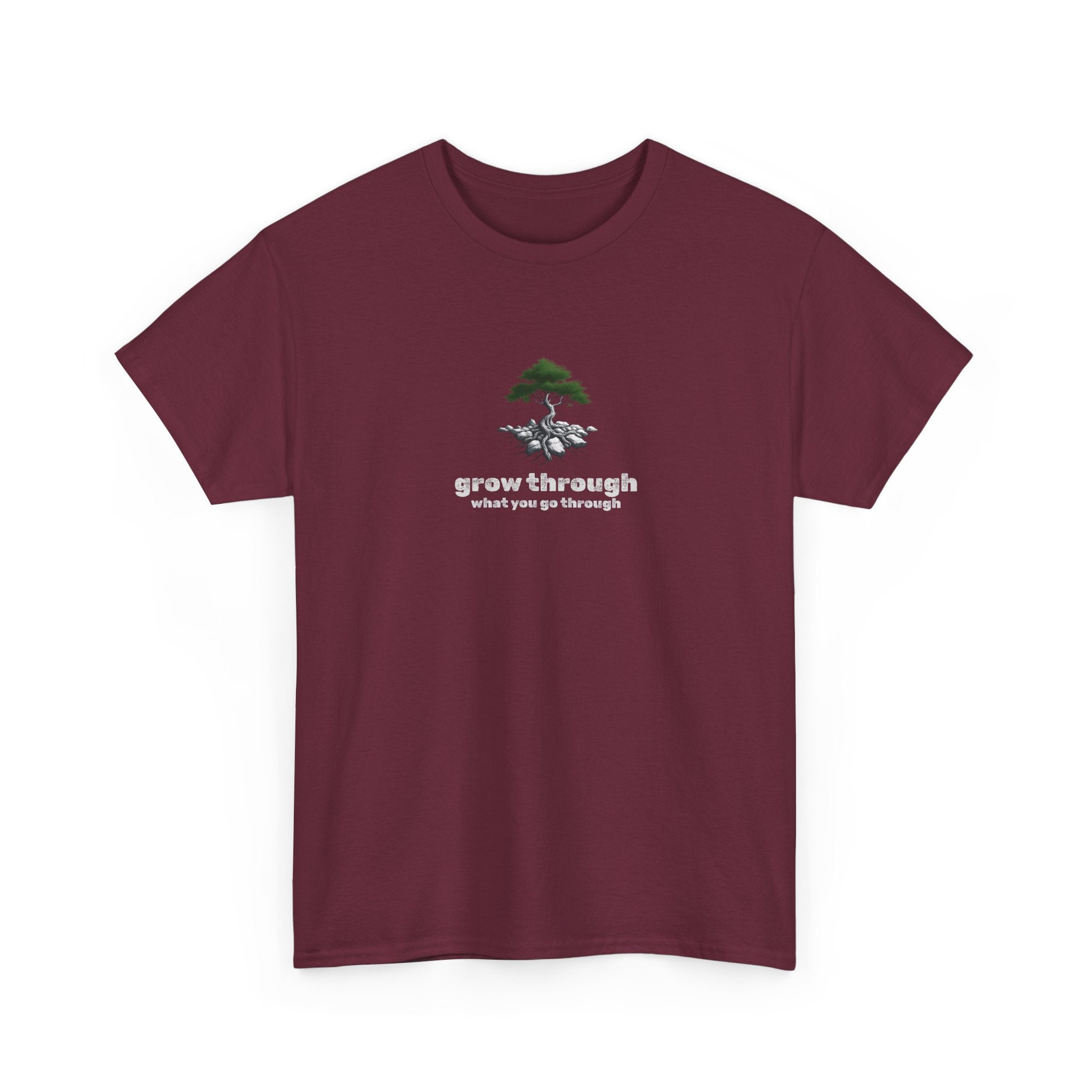 Grow Through What You Go Through Tee — Minimal Bonsai Tree Inspirational T-Shirt
