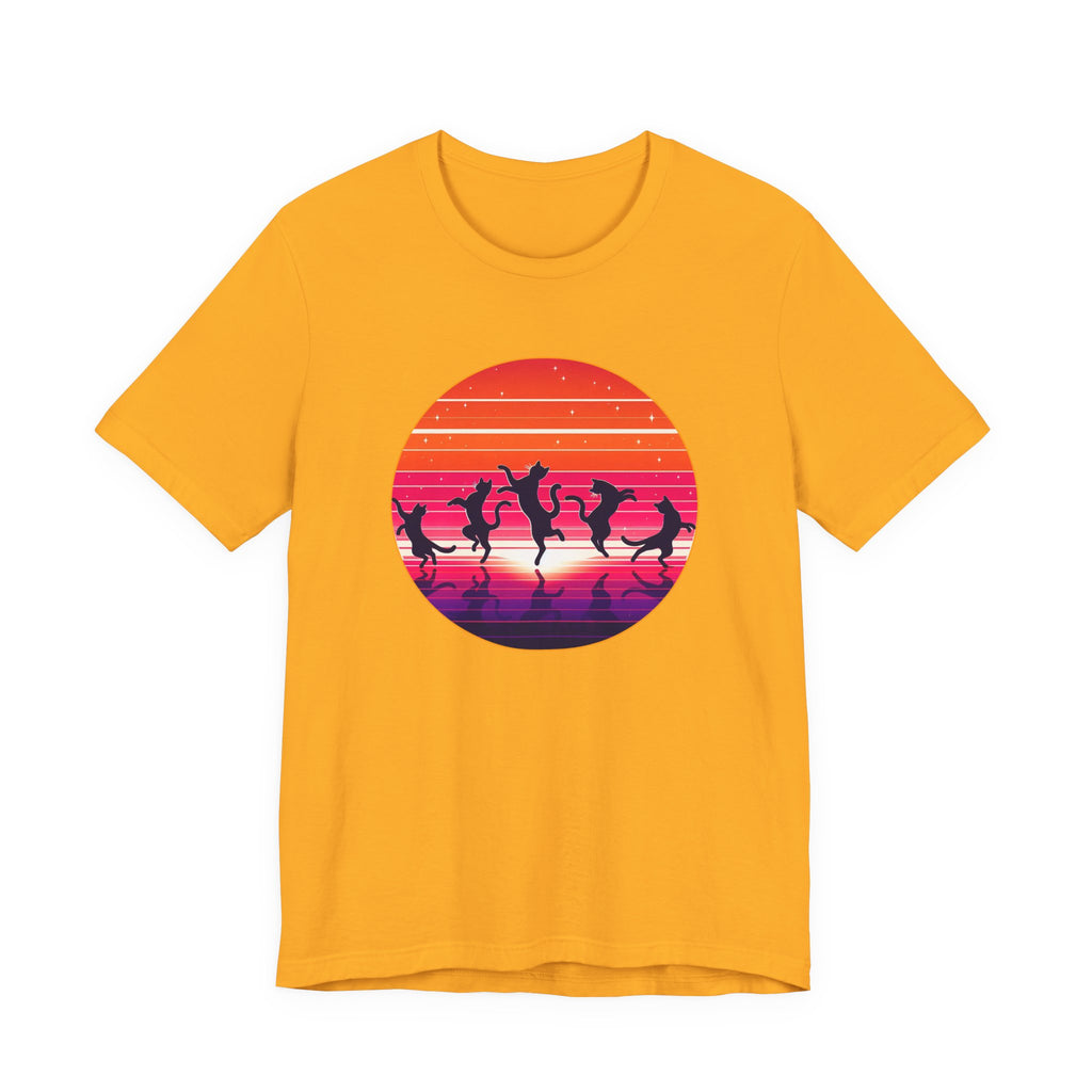 Retro Sunset Dancing Cats T-Shirt