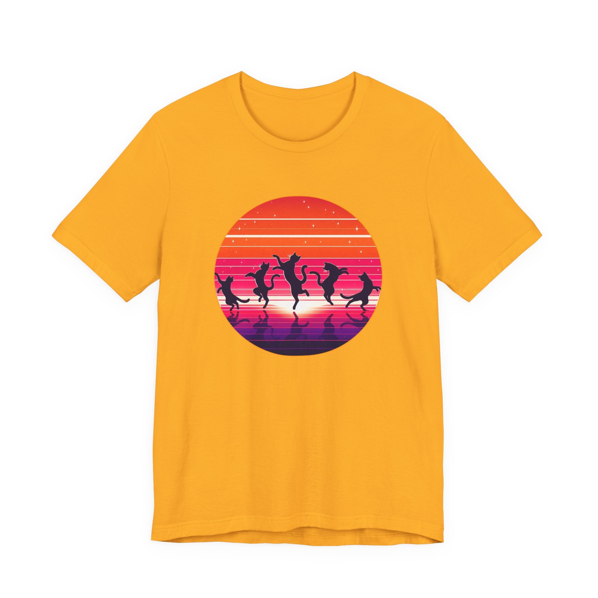 Retro Sunset Dancing Cats T-Shirt