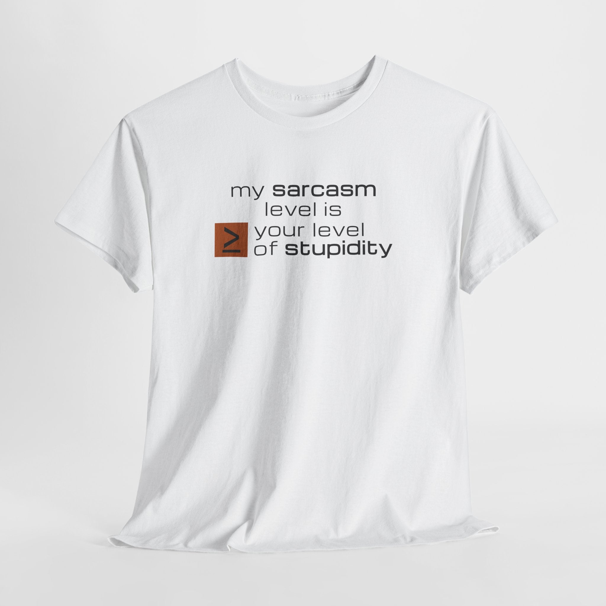 Sarcastic Humor T‑Shirt - My Sarcasm Level Is Greater Than Equal To Your Level of Stupidity