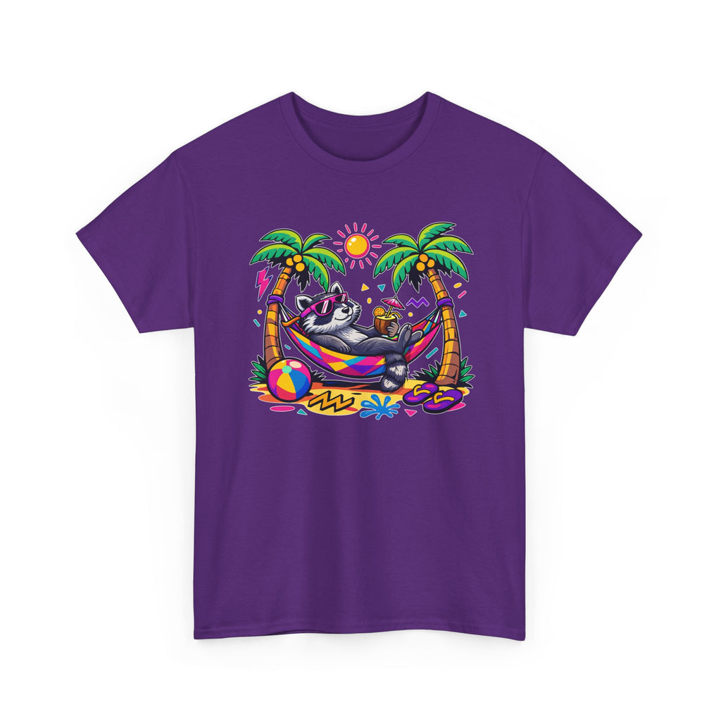 Beach Raccoon Hammock T‑Shirt — Tropical Summer Vibes Graphic Tee
