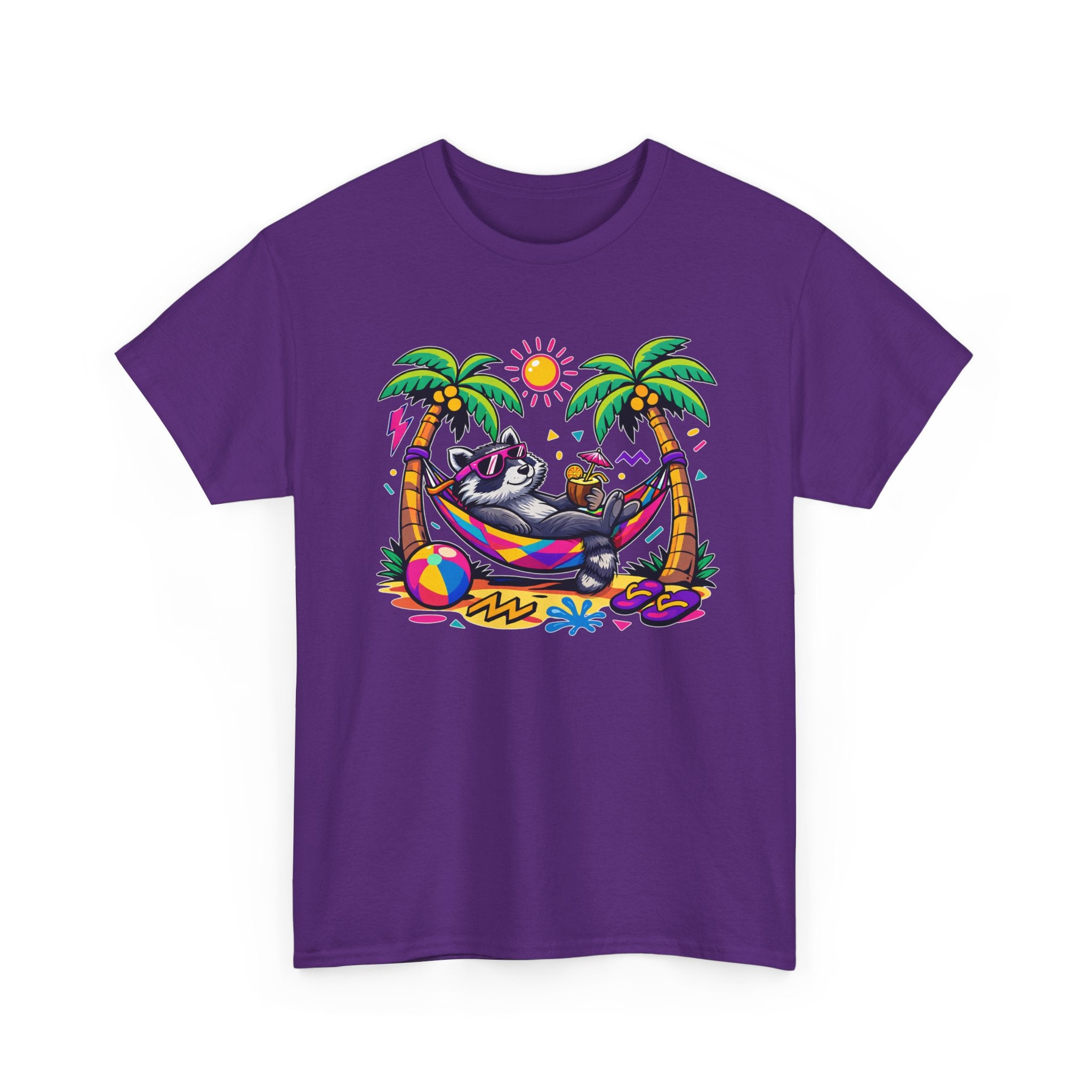 Beach Raccoon Hammock T‑Shirt — Tropical Summer Vibes Graphic Tee