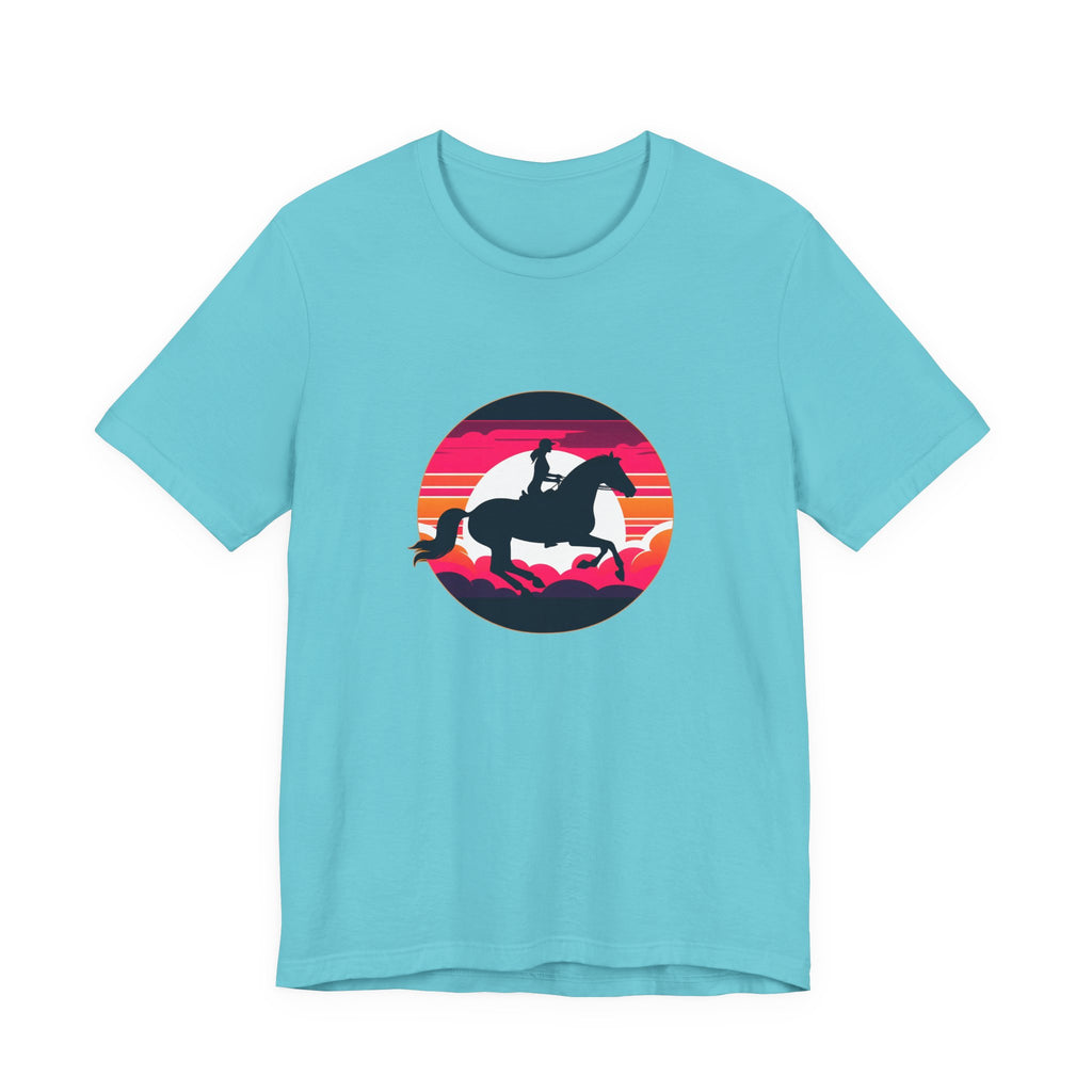 Woman Horse Riding Retro Sunset Tee
