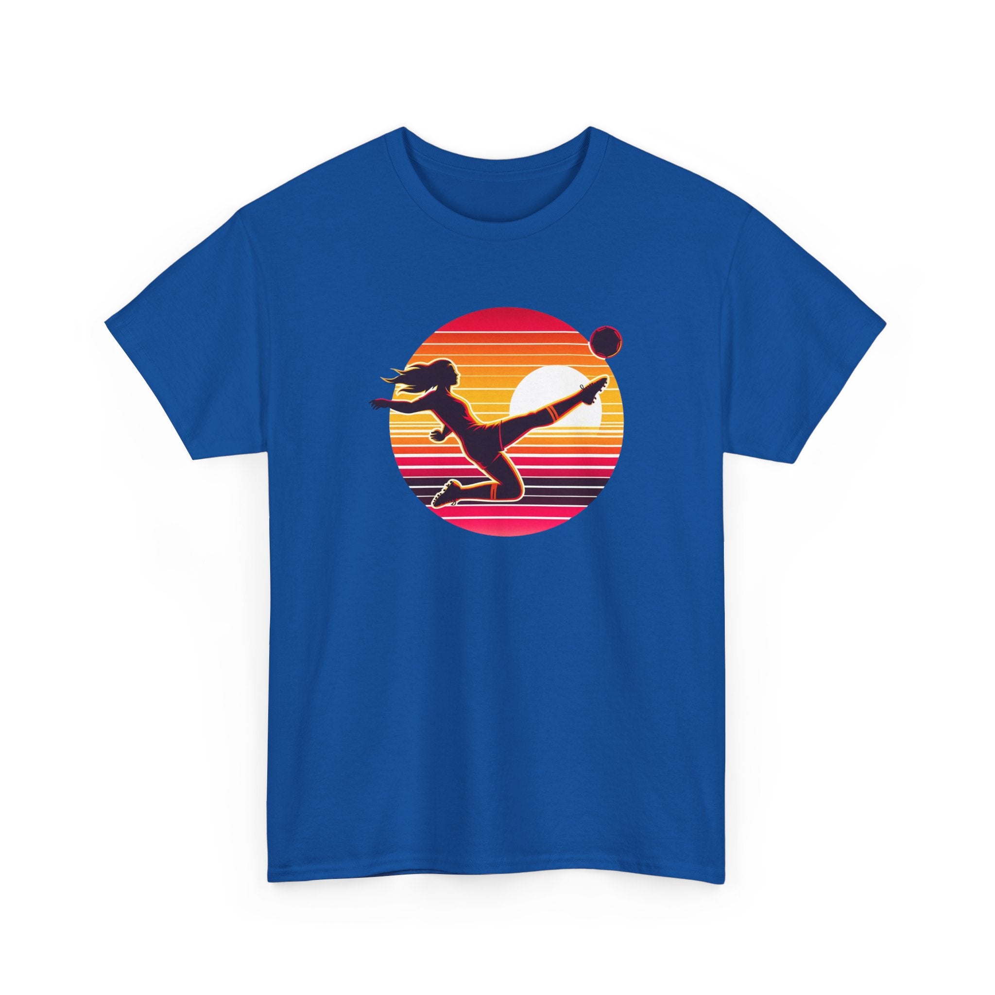 Football Soccer Silhouette Tee — Retro Sunset Football T-Shirt