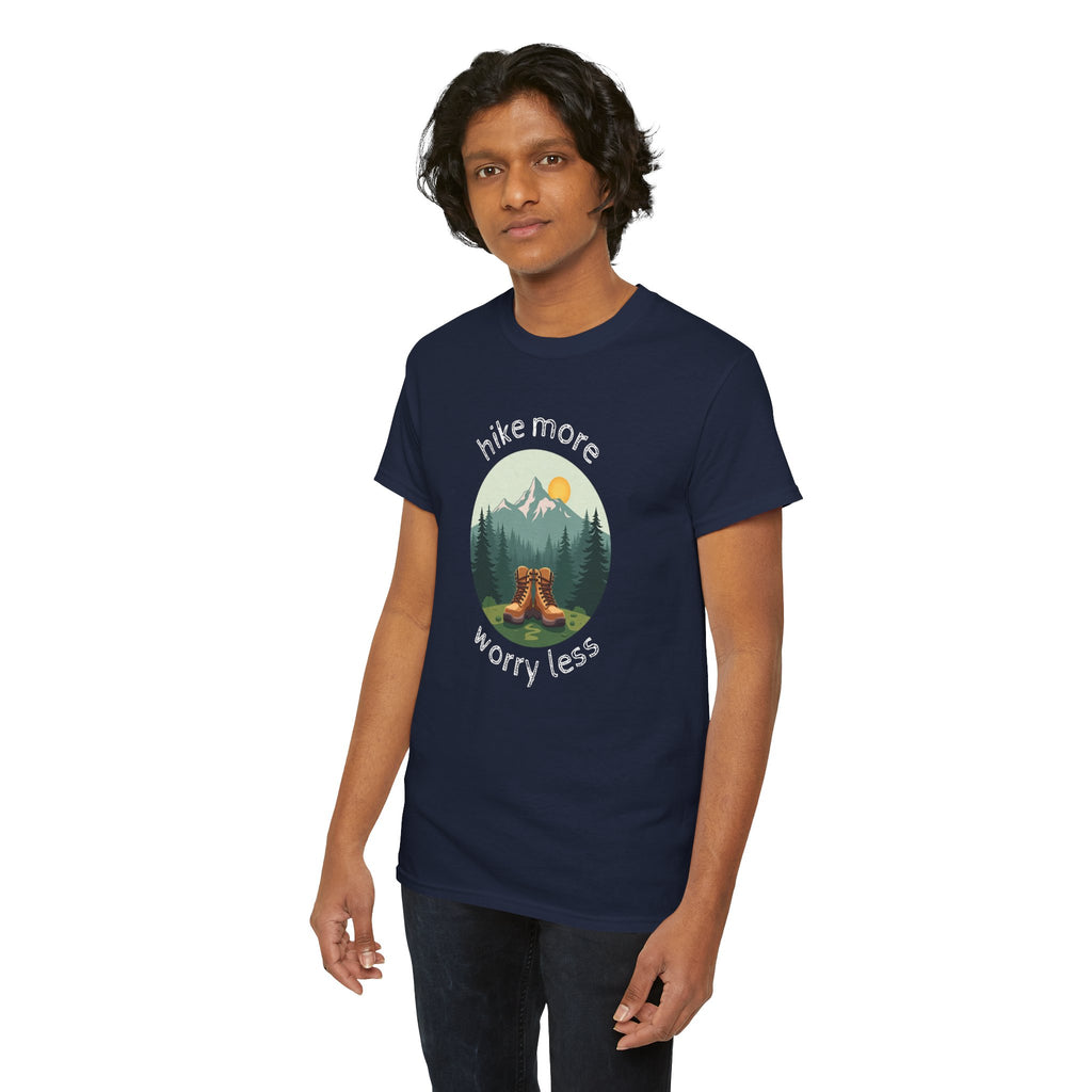 Hike More Worry Less T-Shirt — Nature Hiking Graphic Tee