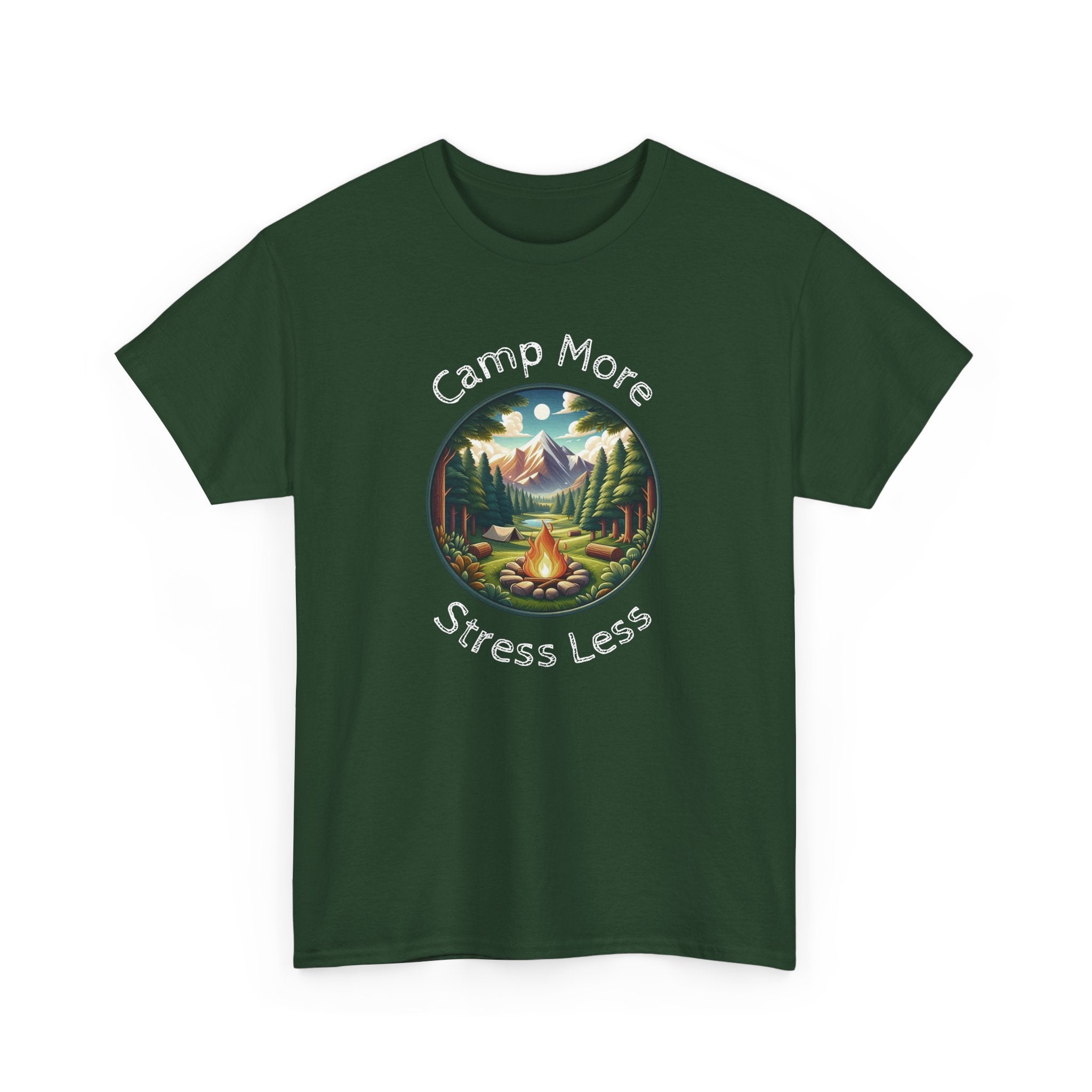 Camp More Stress Less T-Shirt — Outdoor Camping Nature Graphic Tee