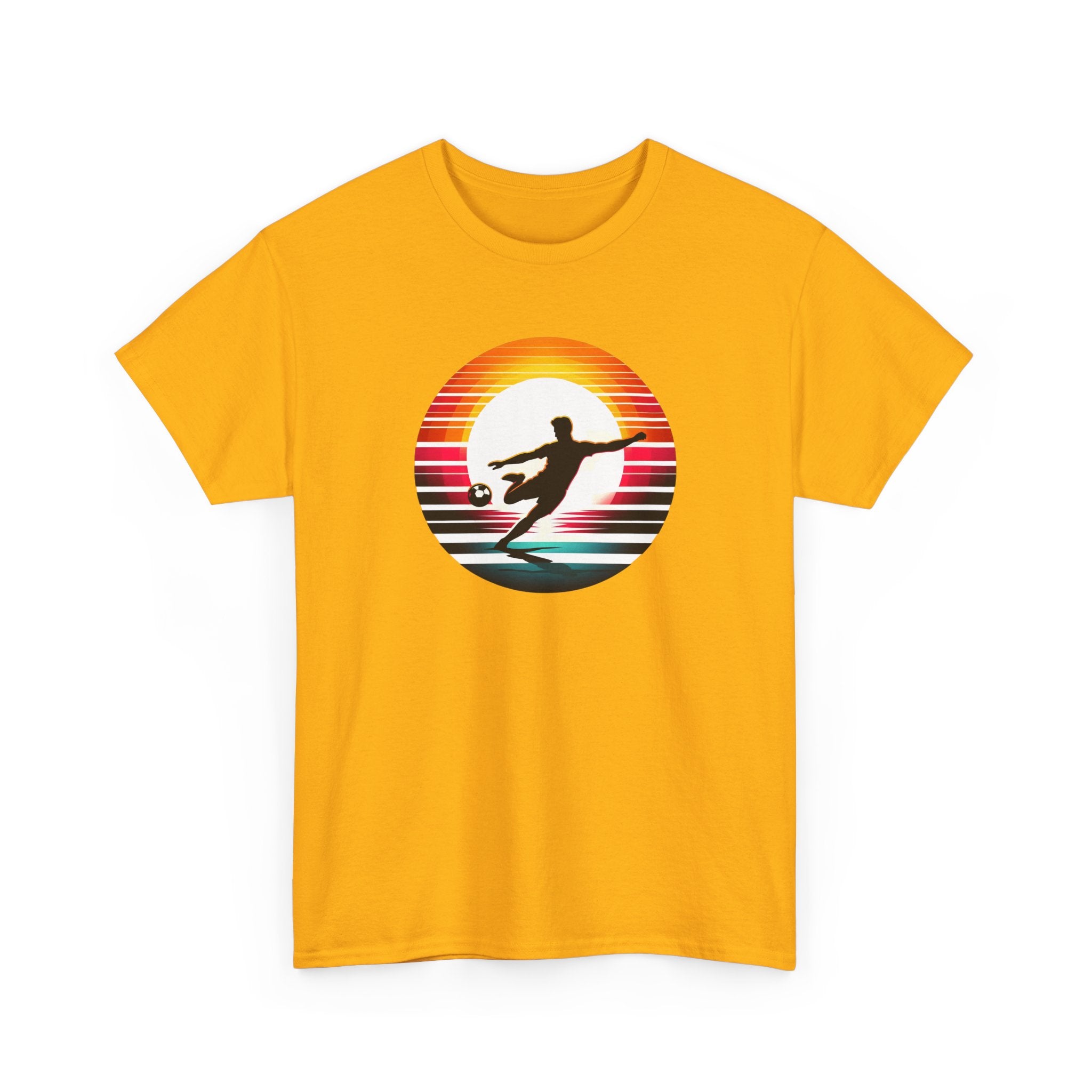 Football Soccer Silhouette Tee — Retro Sunset Soccer T-Shirt