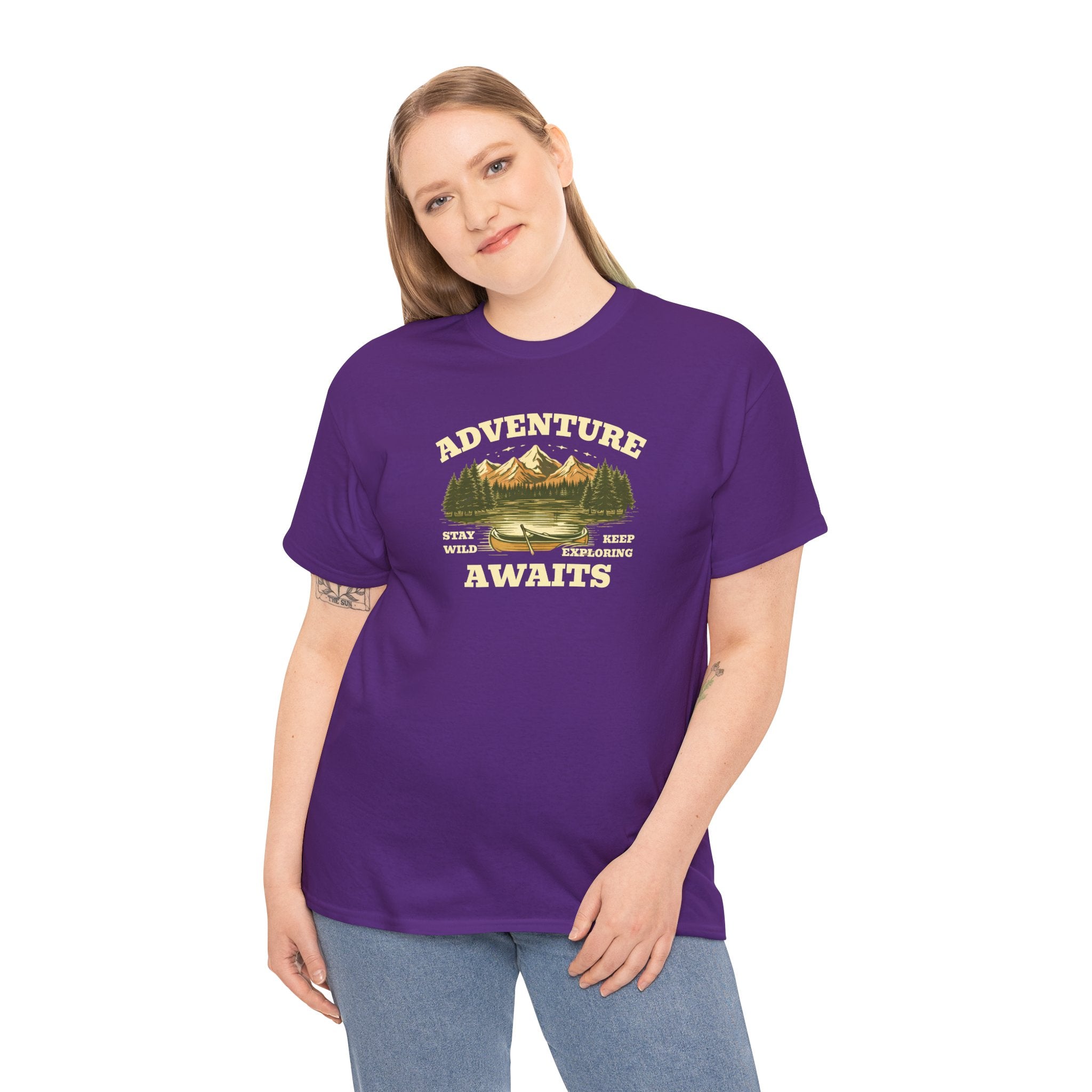 Adventure Awaits T-Shirt — Vintage Mountain Canoe Graphic Tee