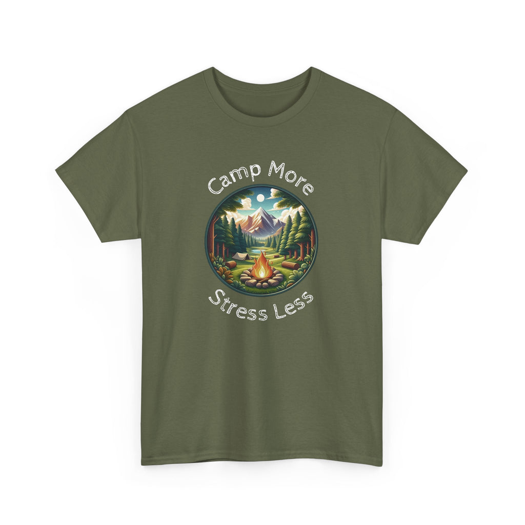 Camp More Stress Less T-Shirt — Outdoor Camping Nature Graphic Tee
