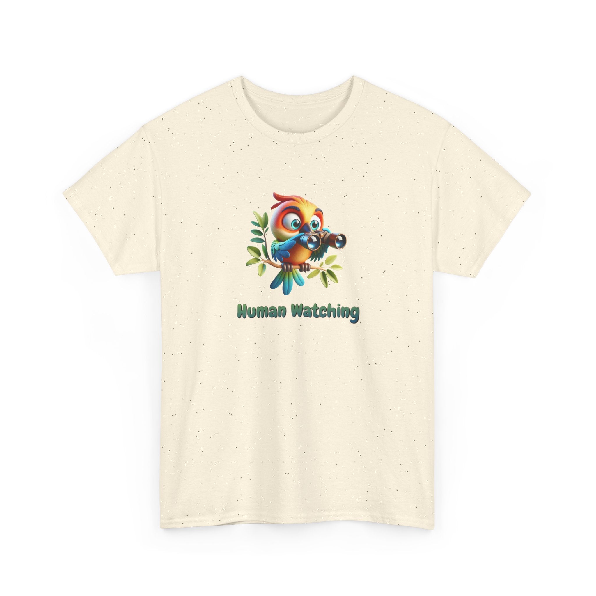 T‑Shirt — Cute Bird with Binoculars "Human Watching" Graphic Tee
