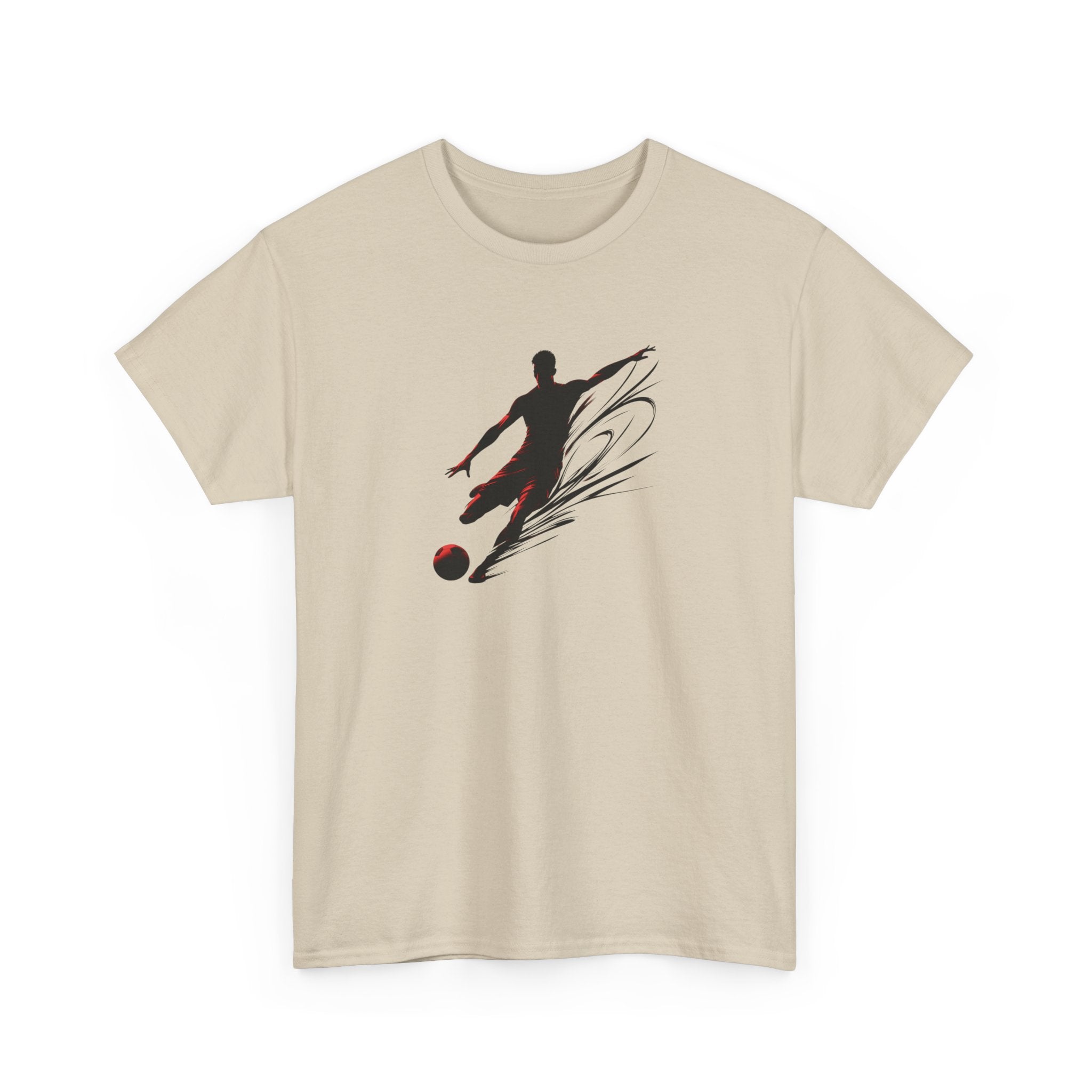 Soccer Player Silhouette Tee — Dynamic Kick Football T-Shirt