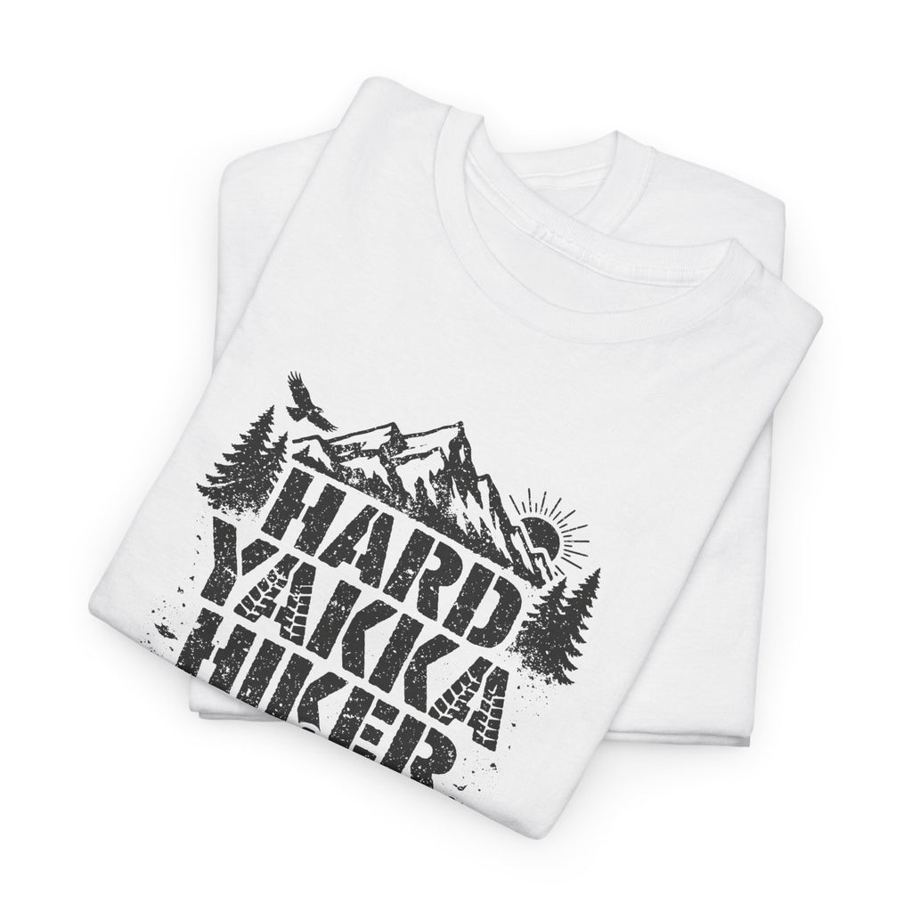 Hard Yakka Hiker T-Shirt — Outdoor Hiking Tee with Mountain Bootprint Design
