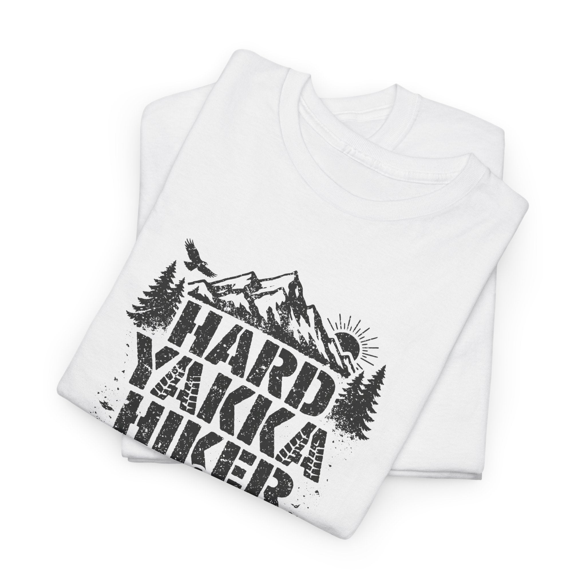 Hard Yakka Hiker T-Shirt — Outdoor Hiking Tee with Mountain Bootprint Design