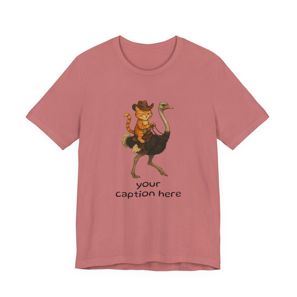 Cat Cowboy Riding Ostrich T-Shirt – Whimsical Western Animal Tee