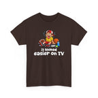 'It Looked Easier on TV' Funny Athletic Sports Fan Graphic T Shirt