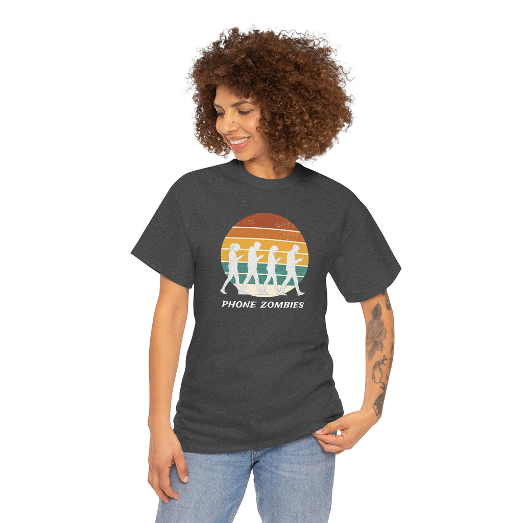 Retro Walking Silhouette T‑Shirt - Smartphone Zombies