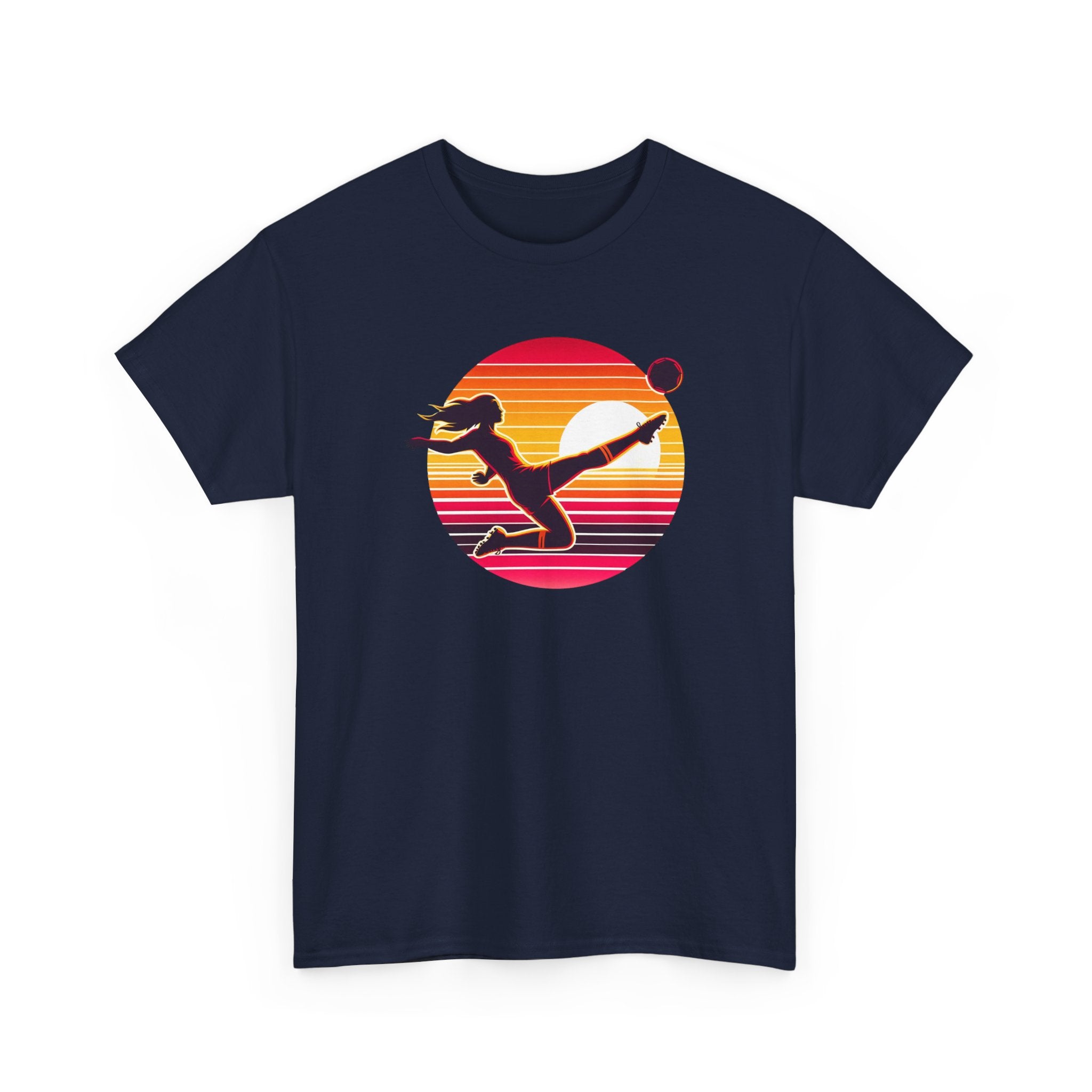 Football Soccer Silhouette Tee — Retro Sunset Football T-Shirt