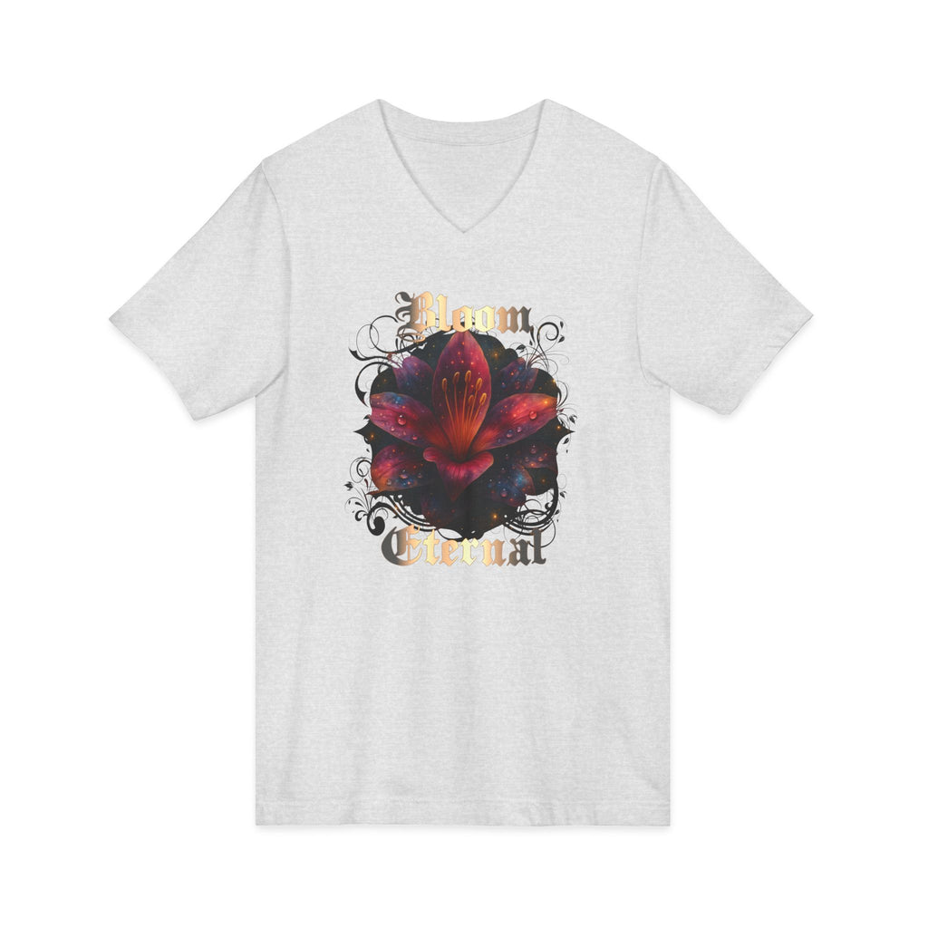Floral V-Neck Tee — 'Bloom Eternal' Dark Bloom Graphic Shirt