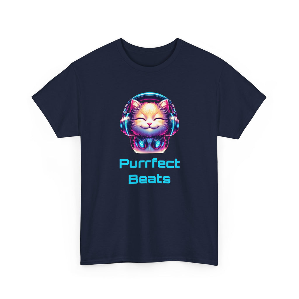 T-Shirt — "Purrfect Beats" Cat DJ Graphic Tee