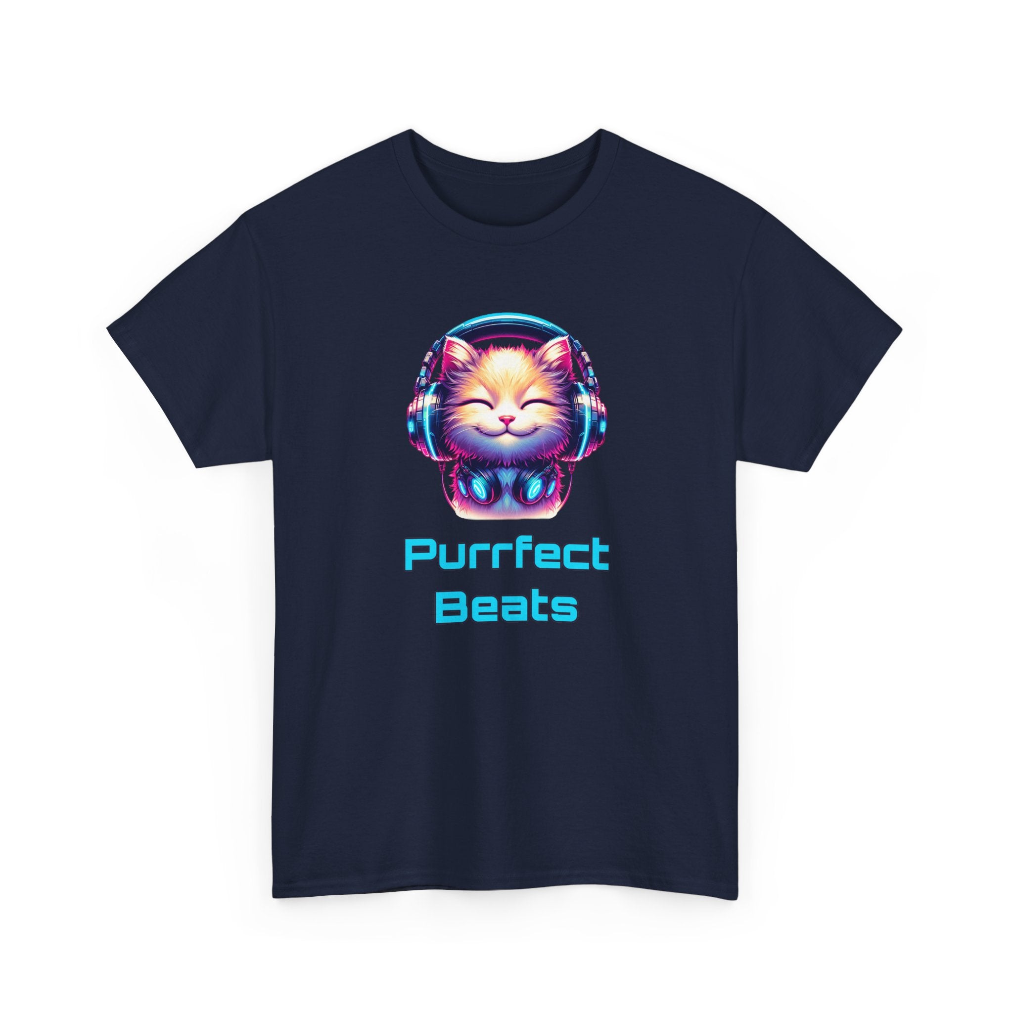 T-Shirt — "Purrfect Beats" Cat DJ Graphic Tee